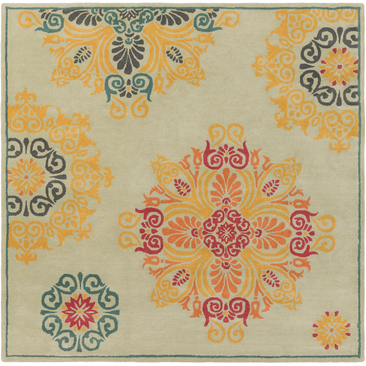 Athena 117 X 117 inch Seafoam, Teal, Garnet Rug
