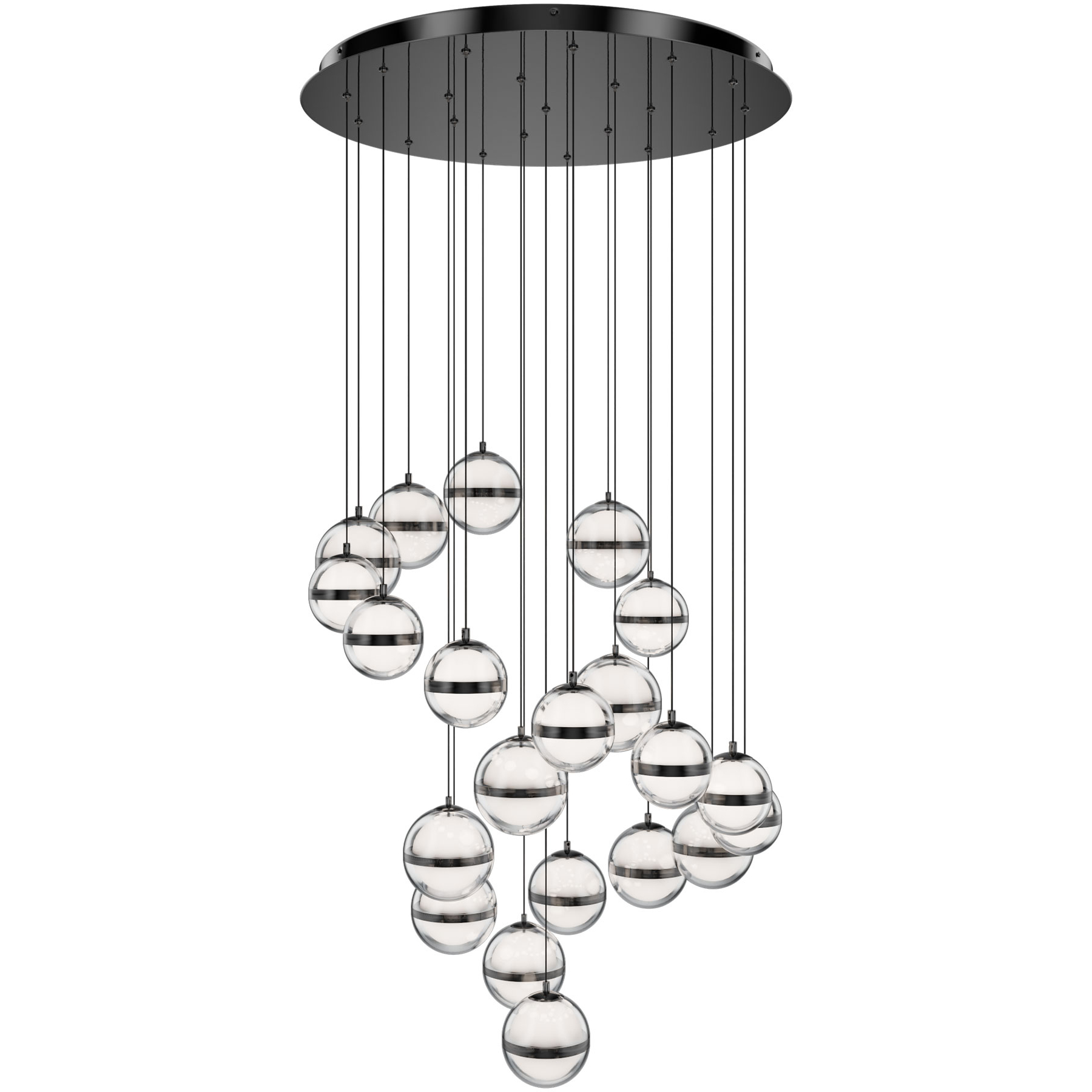 Cyllindra LED 26 inch Black Chrome Chandelier Ceiling Light in Black/Chrome, dweLED