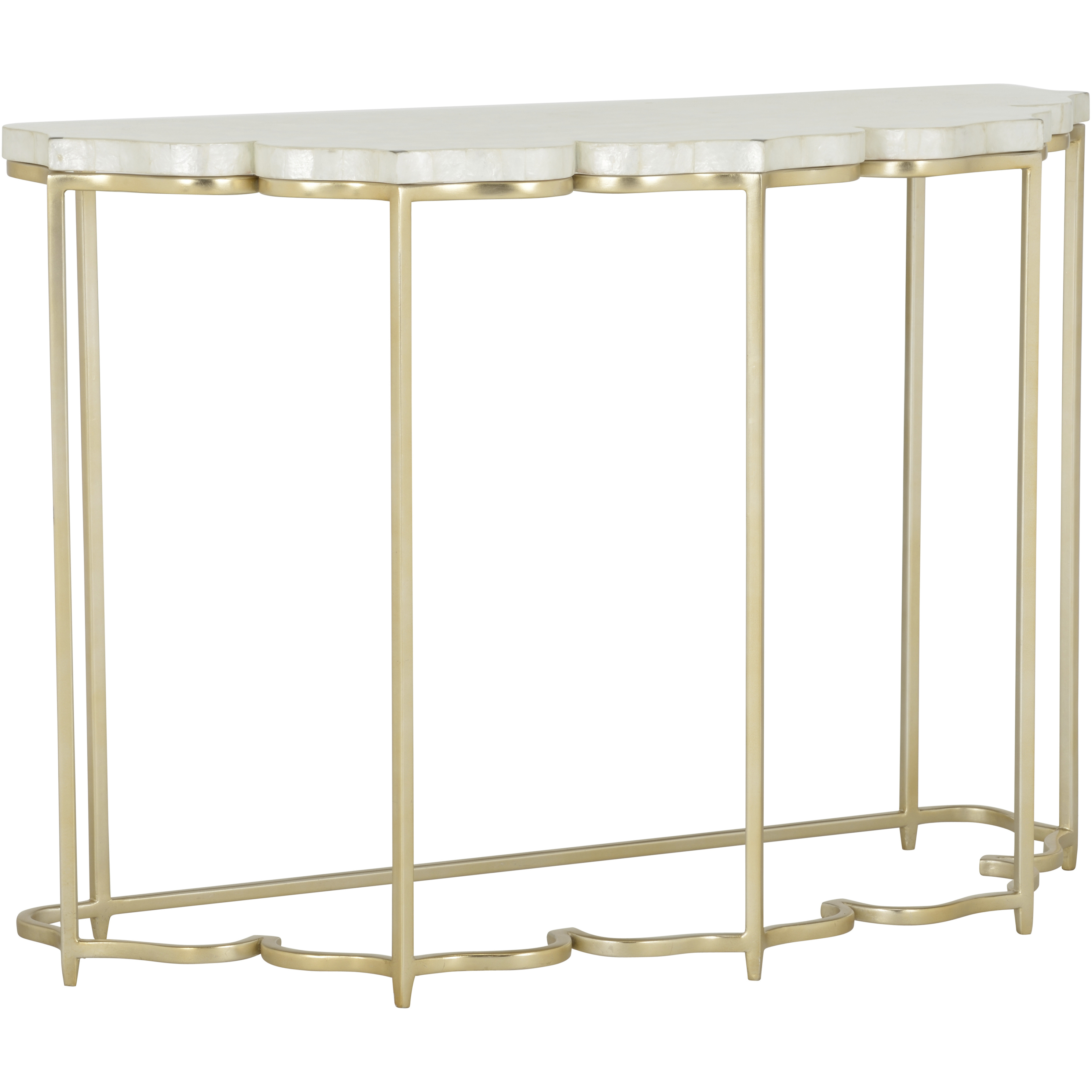 Lotus Flower 45.5 inch Gold and White/Cream Console Table