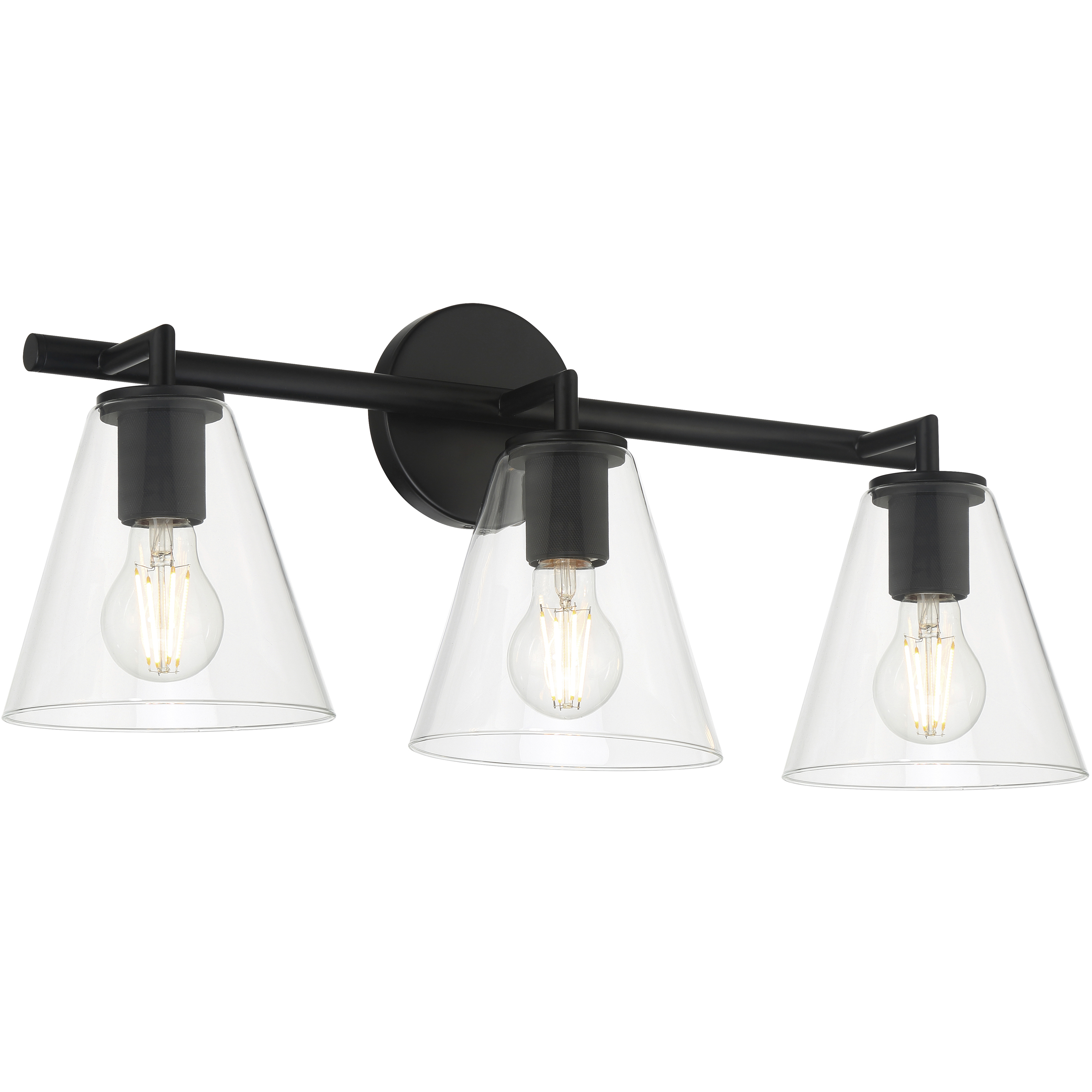 Katie 3 Light 24 inch Matte Black Vanity/Bath Bar Wall Light