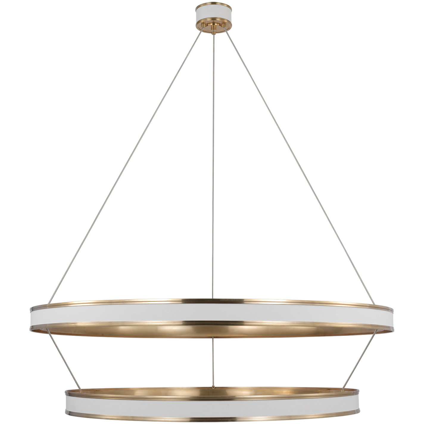 Chapman & Myers Connery LED 50.25 inch Matte White and Antique-Burnished Brass Two-Tier Ring Chandelier Ceiling Light