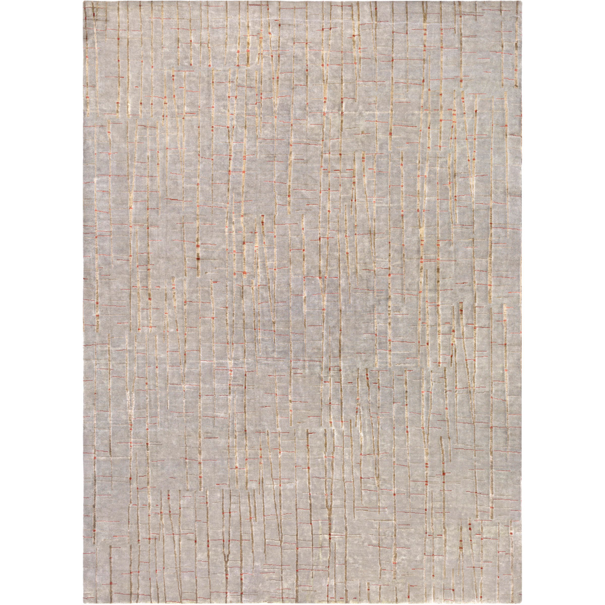 Shibui 72 X 48 inch Light Gray, Dark Brown, Dark Red Rug