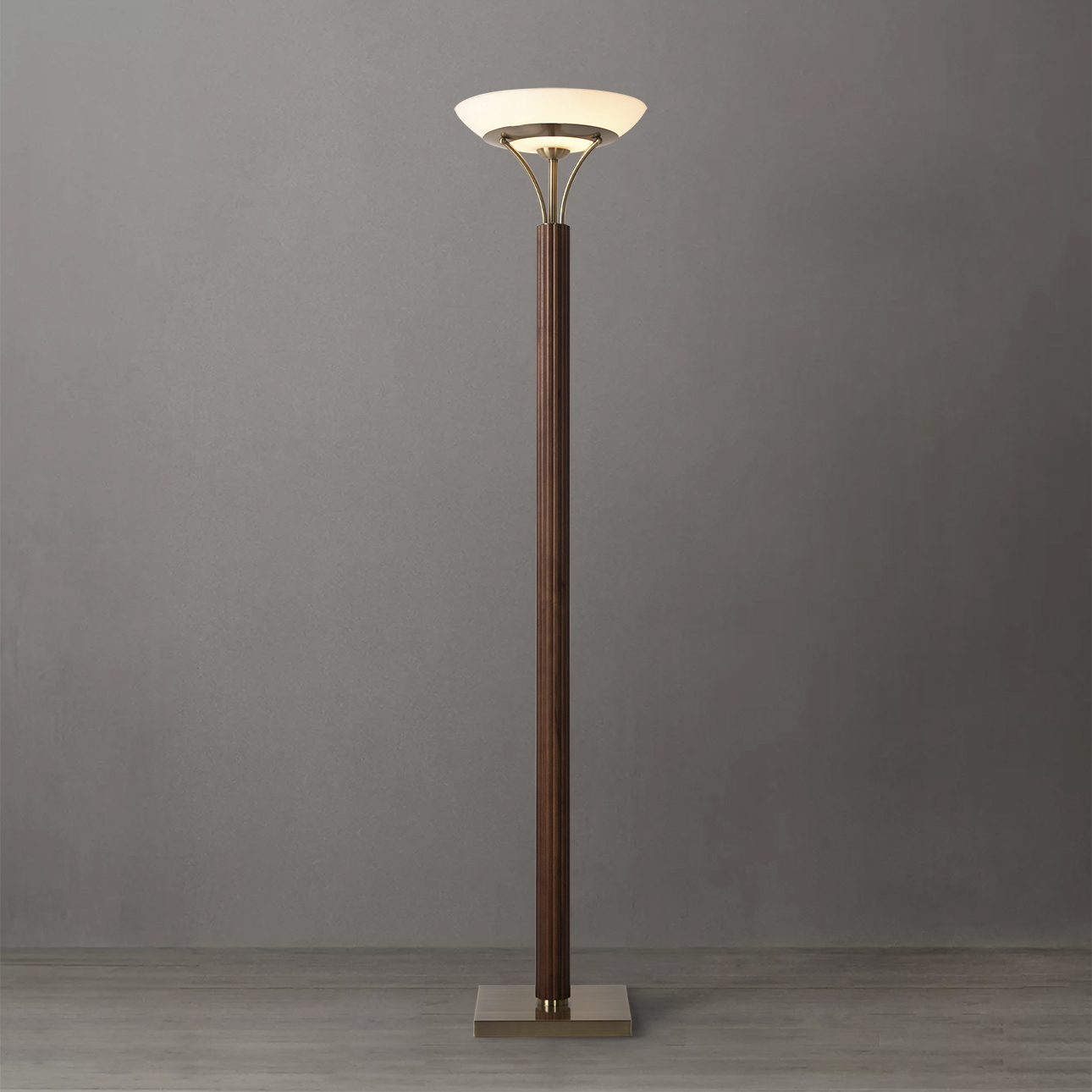 Tambo 70.9 inch 9 watt Dark Walnut and Weathered Brass Torchiere Floor Lamp Portable Light