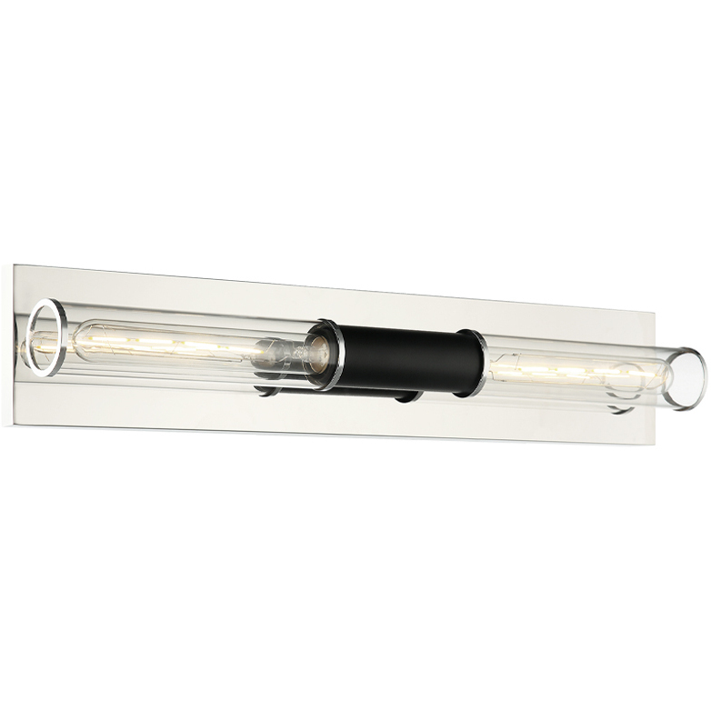 Tubo 2 Light 24.38 inch Matte Black and Chrome Wall Sconce Wall Light