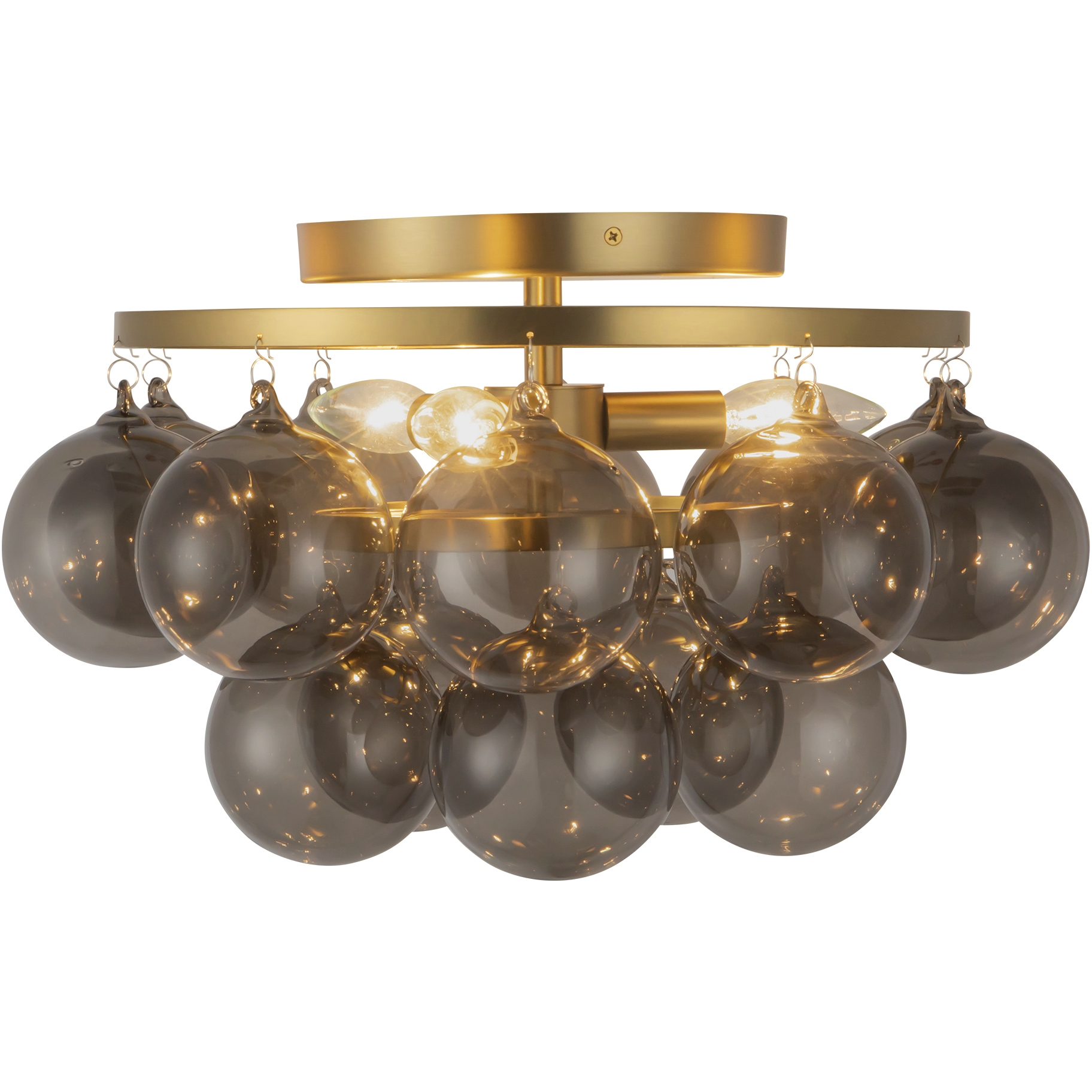 Alora Mood Faye 3 Light 17.75 inch Brushed Gold Semi-Flush Mount Ceiling Light in Smoked Glass