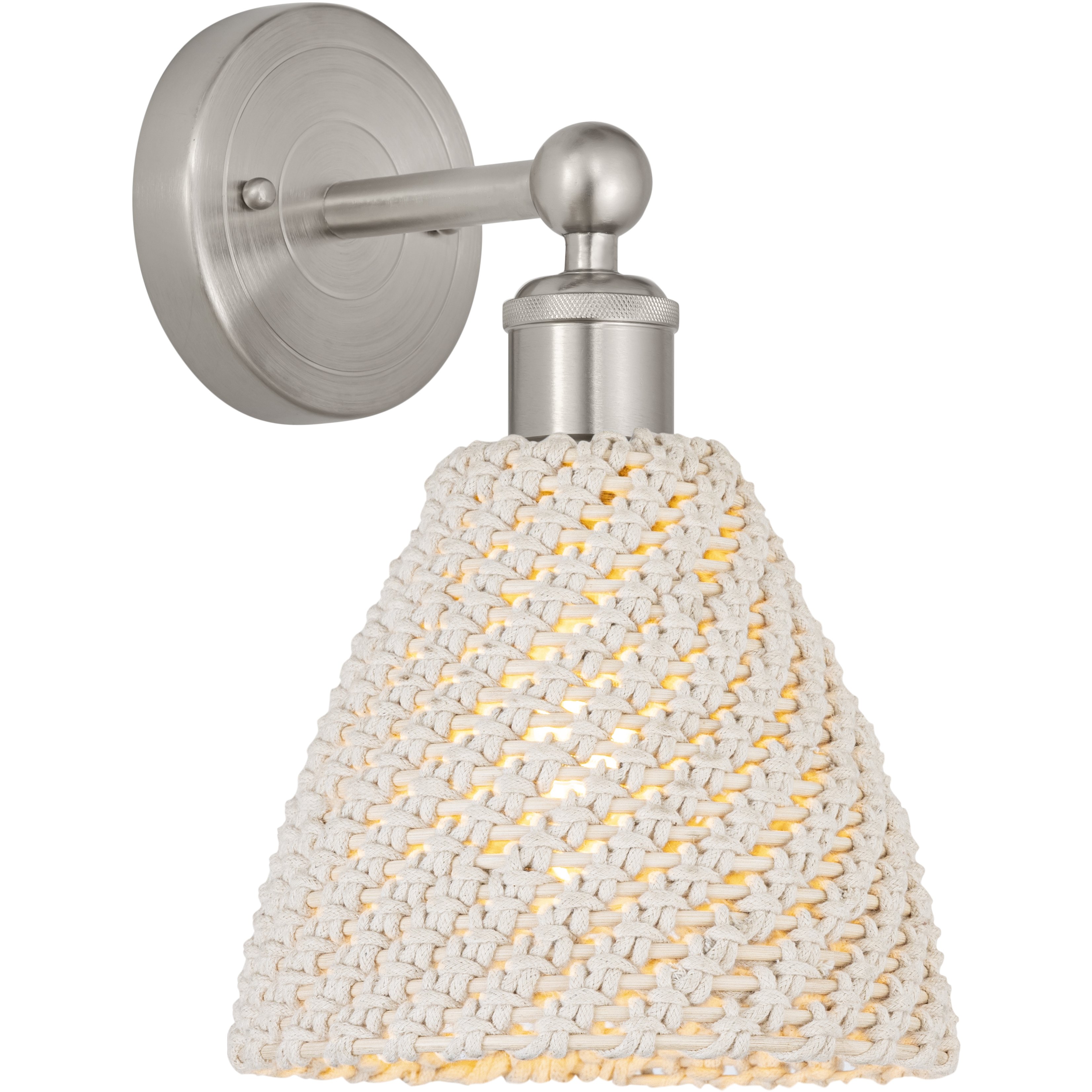 Edison Bristol Natural Armed Sconce Wall Light in Brushed Satin Nickel
