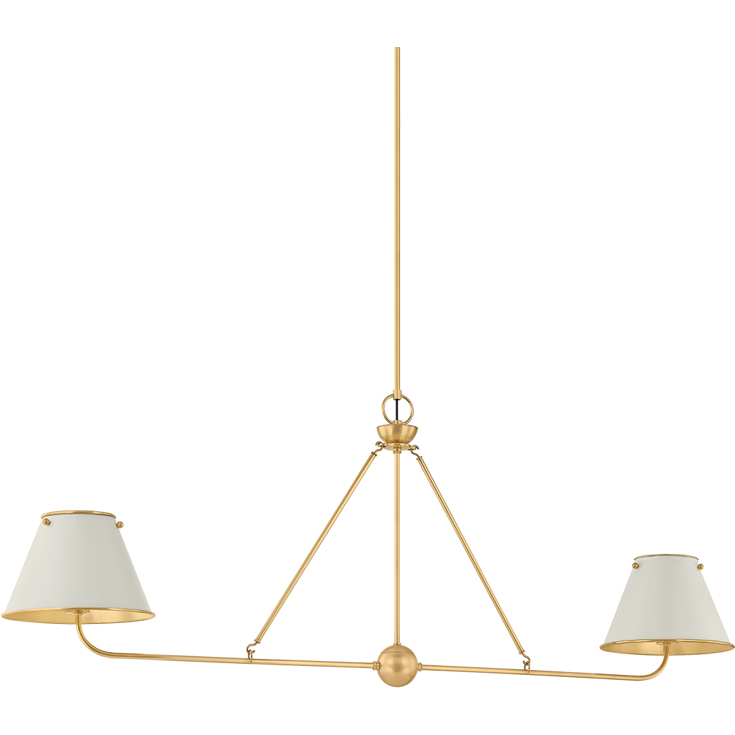 Burghley 2 Light 54.25 inch Aged Brass/Off-White Linear Ceiling Light