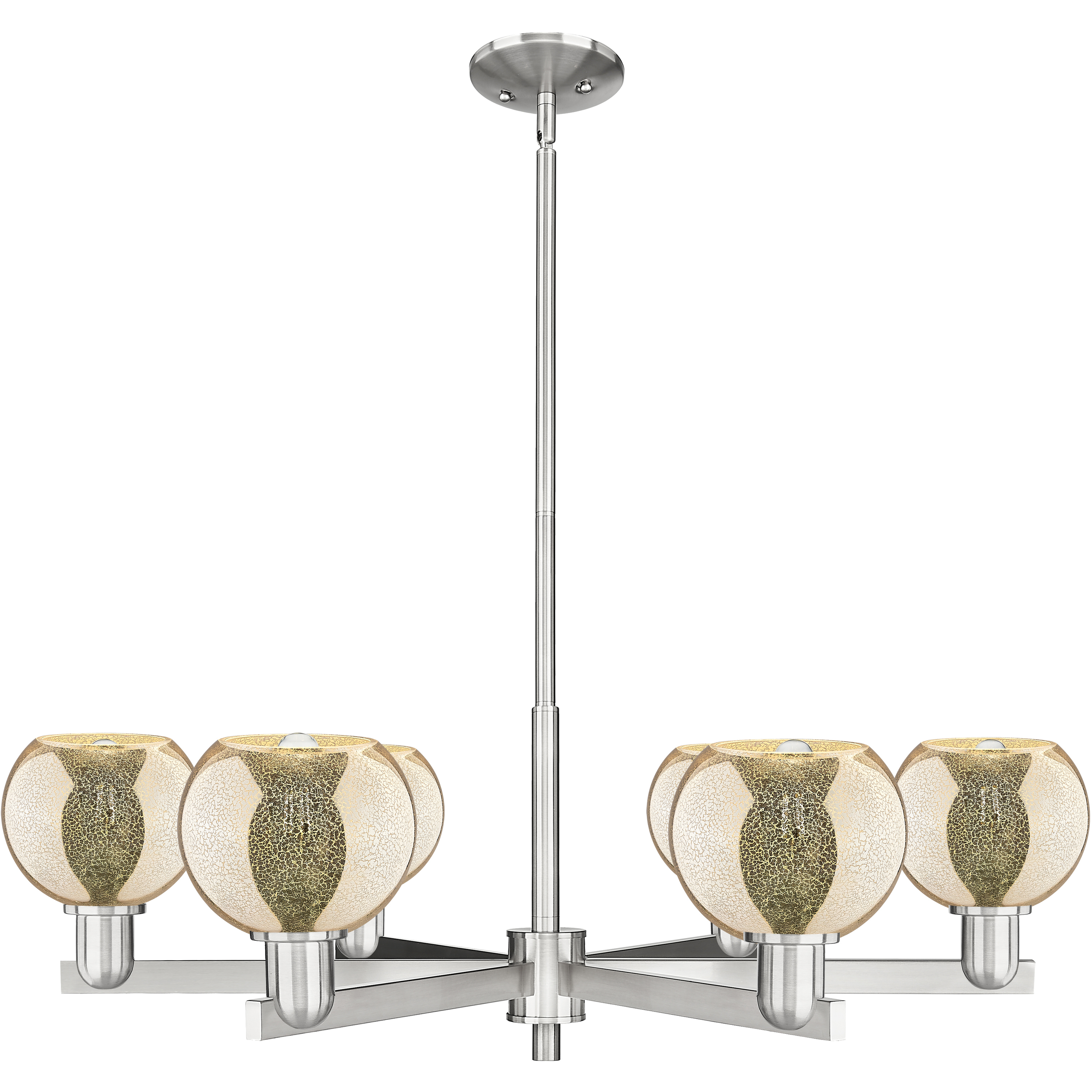 Arcadia Athens 6 Light 35.63 inch Satin Nickel Chandelier Ceiling Light in Mercury