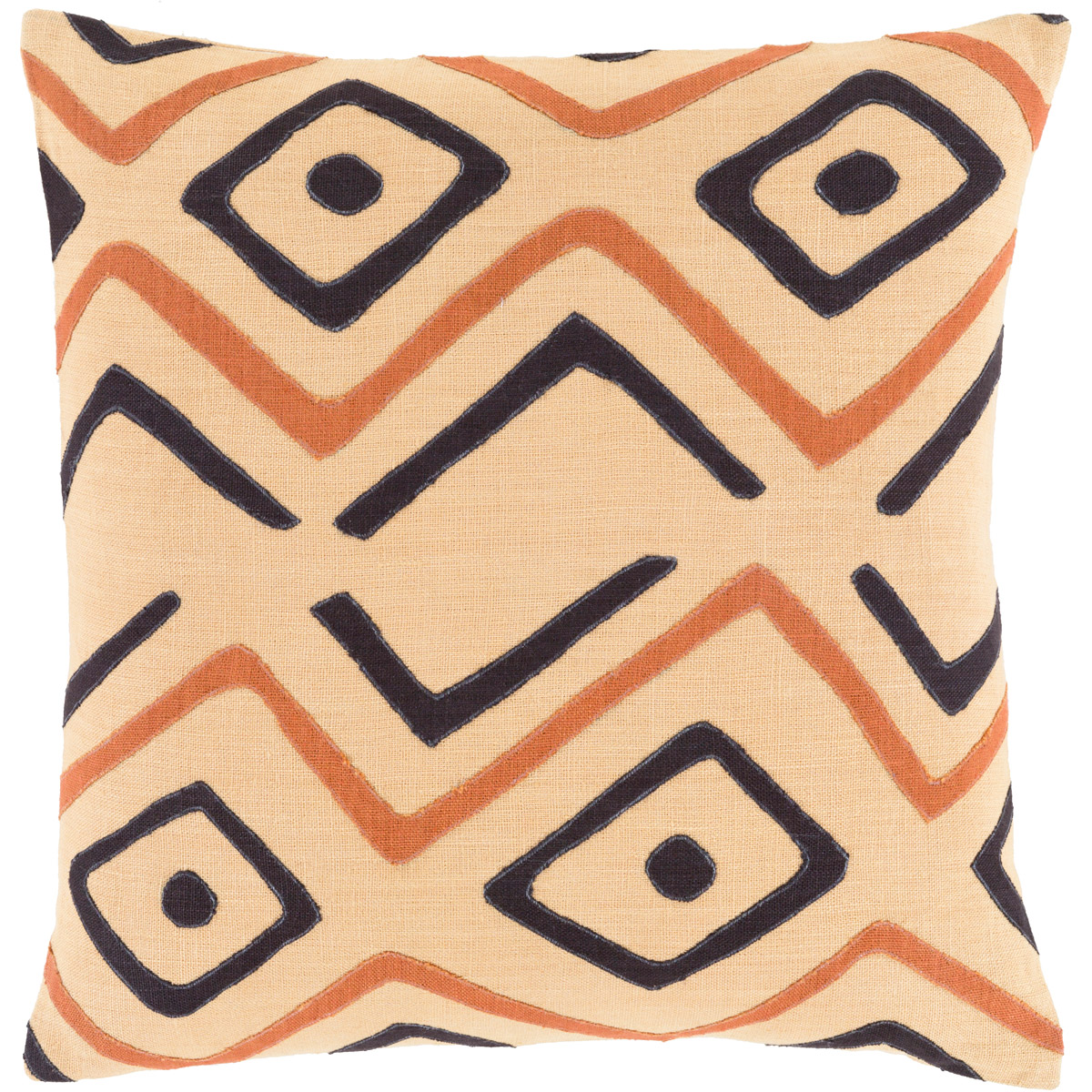Nairobi 22 X 22 inch Beige and Burnt Orange Throw Pillow