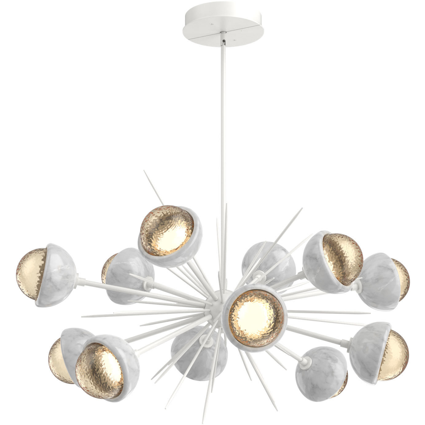 Cabochon LED 40.5 inch Salt White with White Marble Chandelier Ceiling Light in 3000K LED, Amber, Startburst