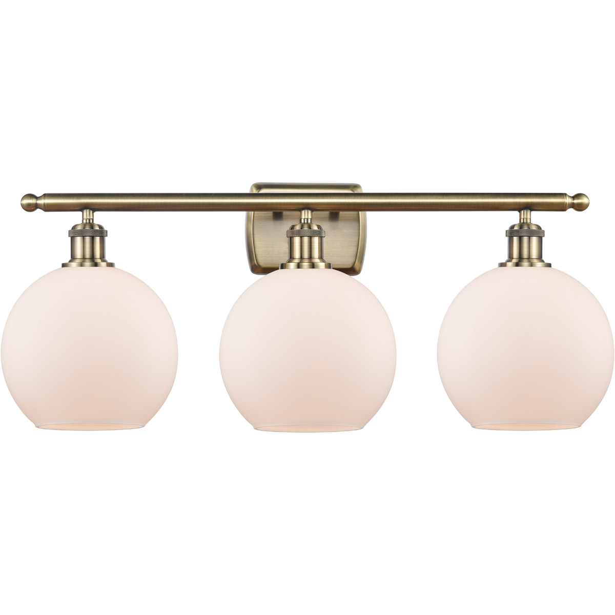 Ballston Athens LED 26 inch Antique Brass Bath Vanity Light Wall Light in Matte White Glass, Ballston