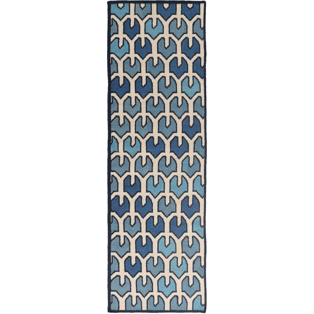 Alameda 36 X 24 inch Navy, Sky Blue, Dark Blue, Light Gray Rug
