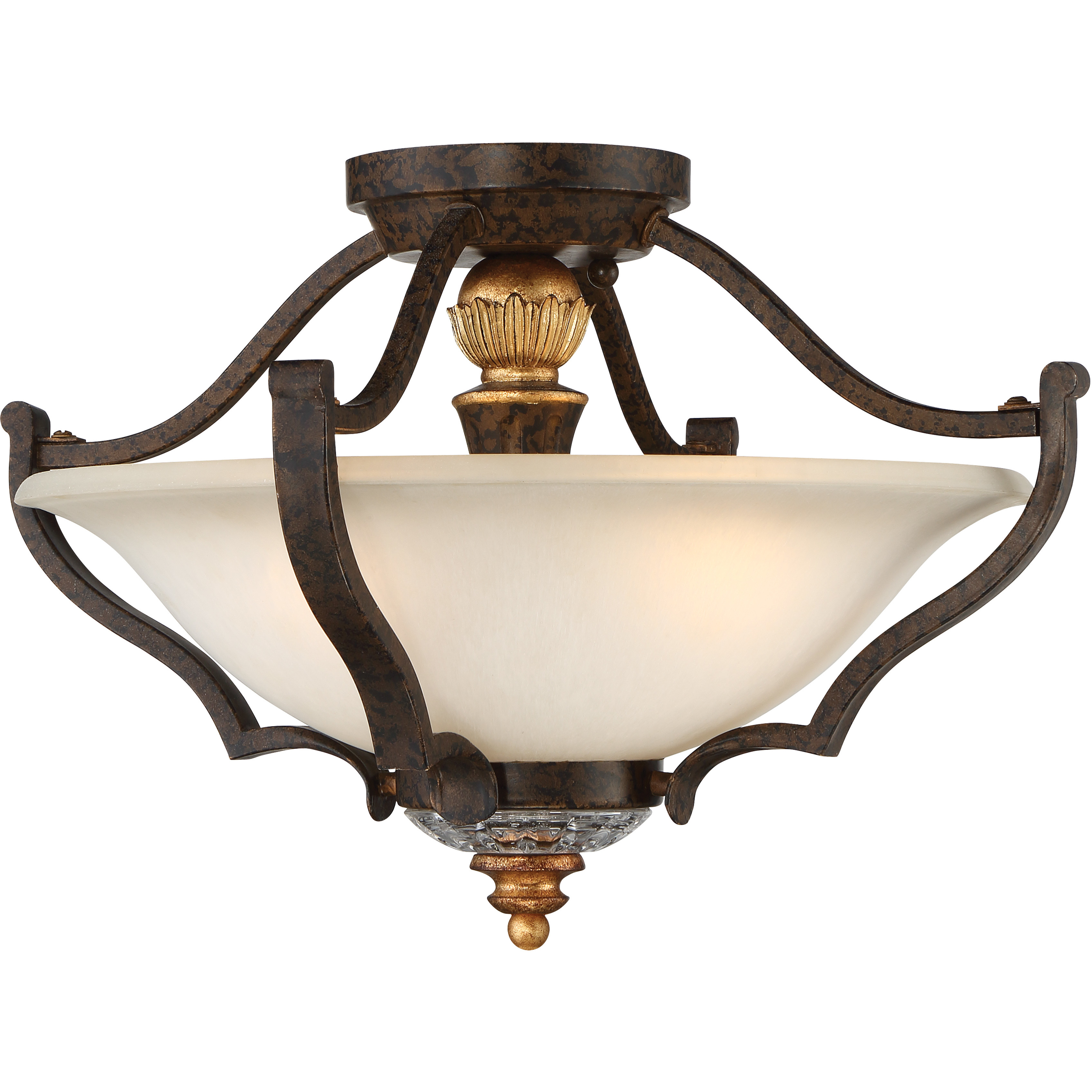 Chateau Nobles 3 Light 17 inch Raven Bronze with Sunburst Gold Semi Flush Ceiling Light
