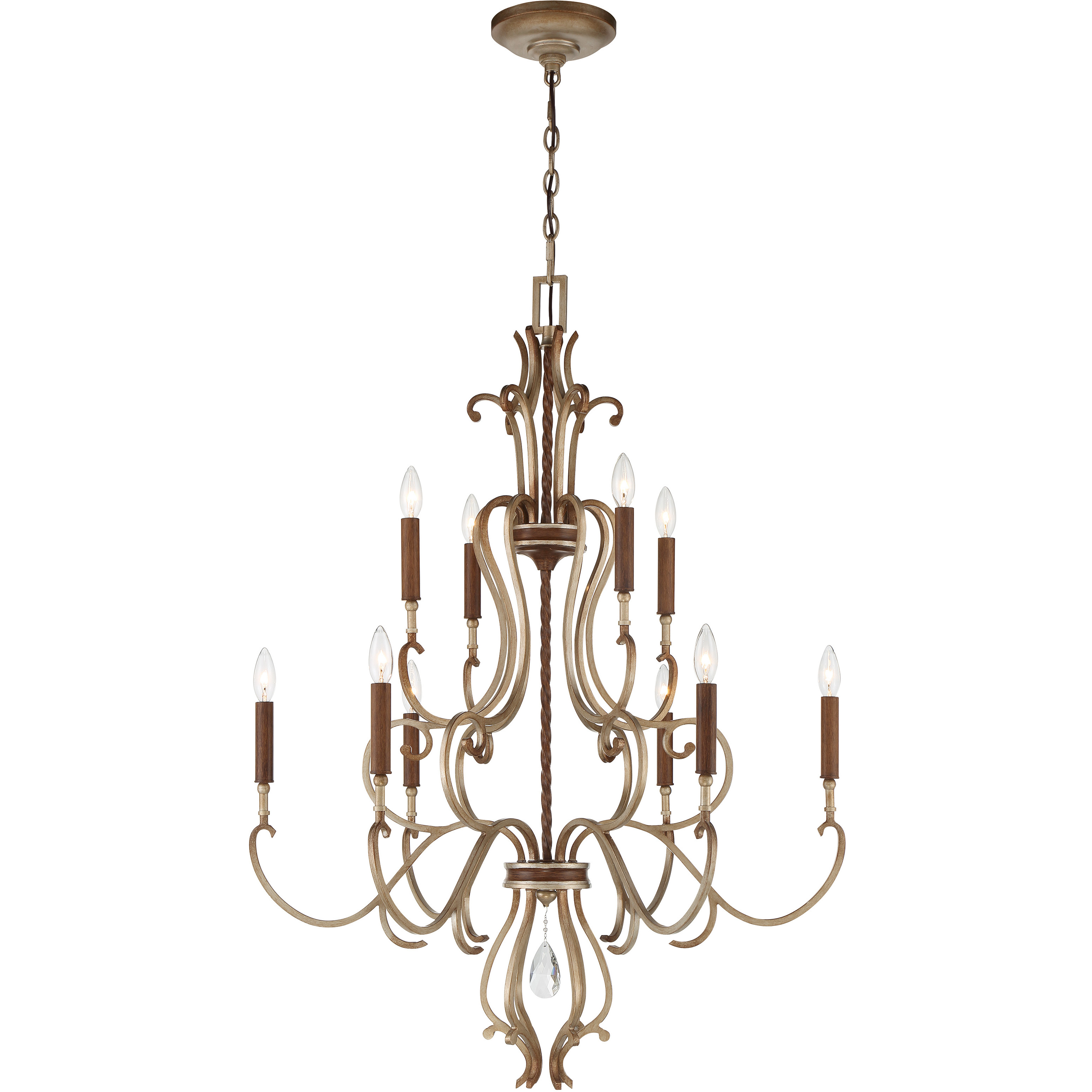 Magnolia Manor 10 Light 32.75 inch Pale Gold with Distressed Bronze Chandelier Ceiling Light