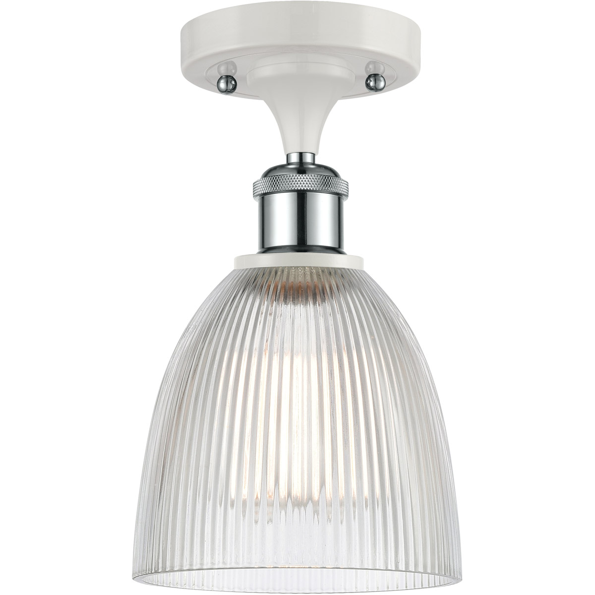 Ballston Castile 1 Light 6 inch White and Polished Chrome Semi-Flush Mount Ceiling Light in Clear Glass, Ballston