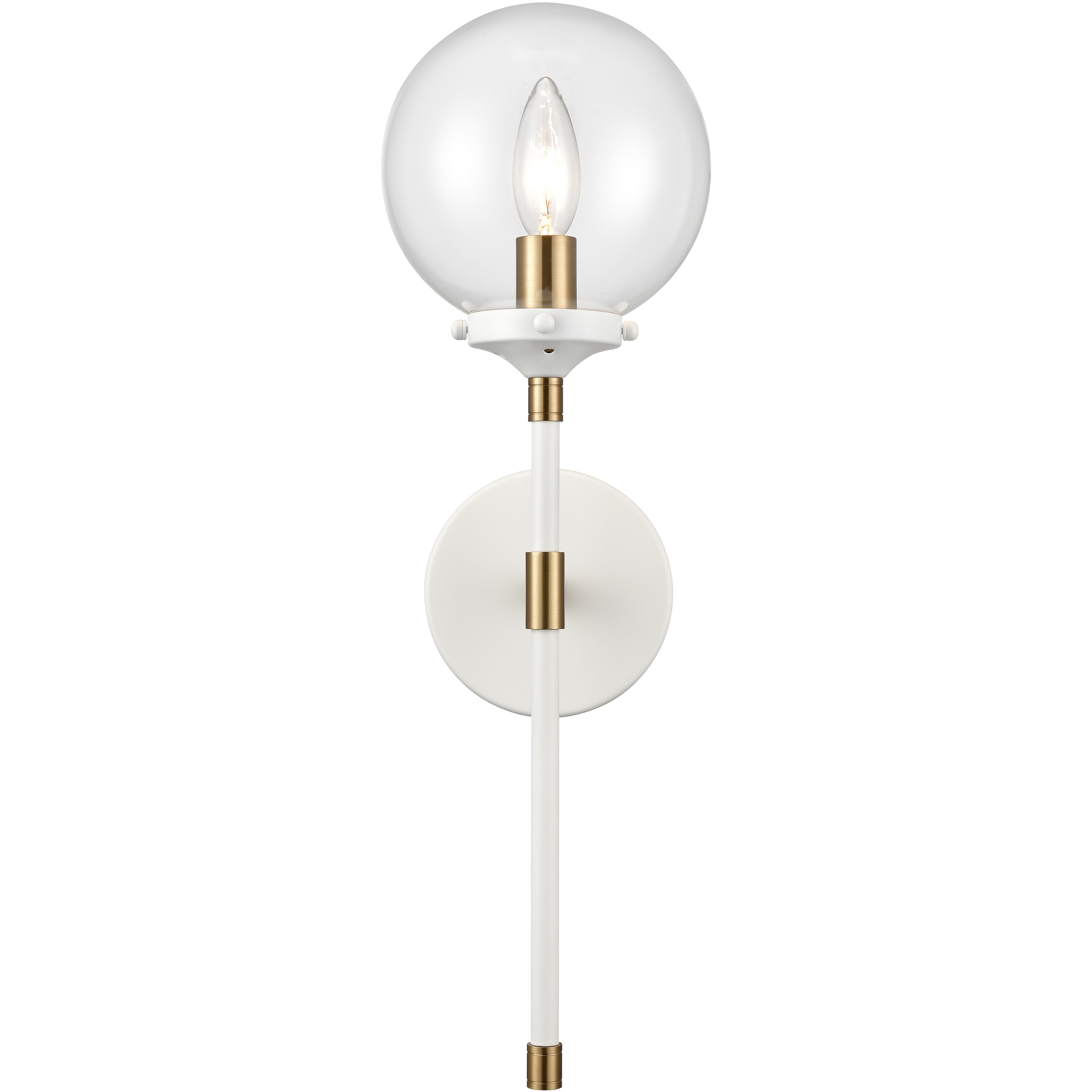 Boudreaux Sconce Wall Light in Matte White with Satin Brass