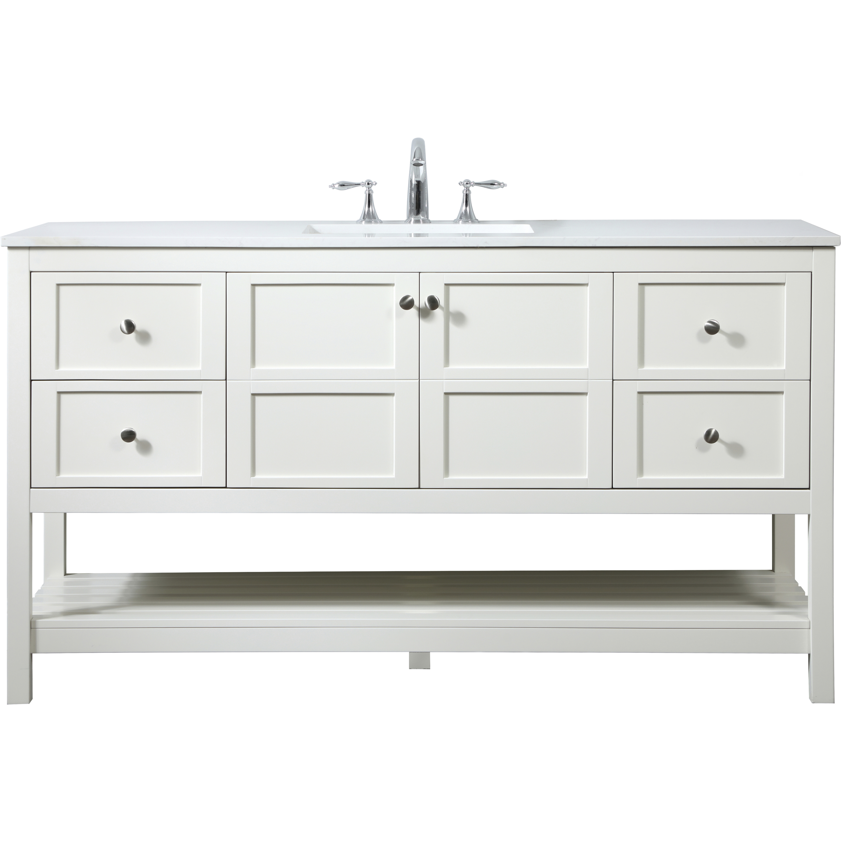 Theo 60 X 22 X 34 inch White Vanity Sink Set