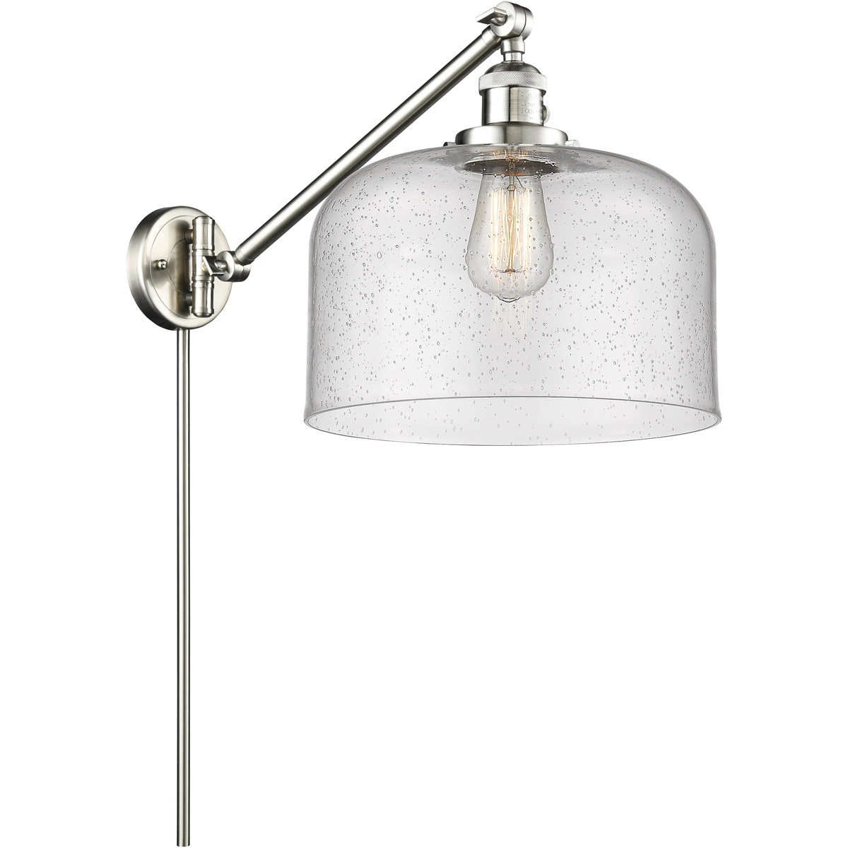 X-Large Bell 12 inch 3.50 watt Satin Nickel Swing Arm Wall Light, Franklin Restoration