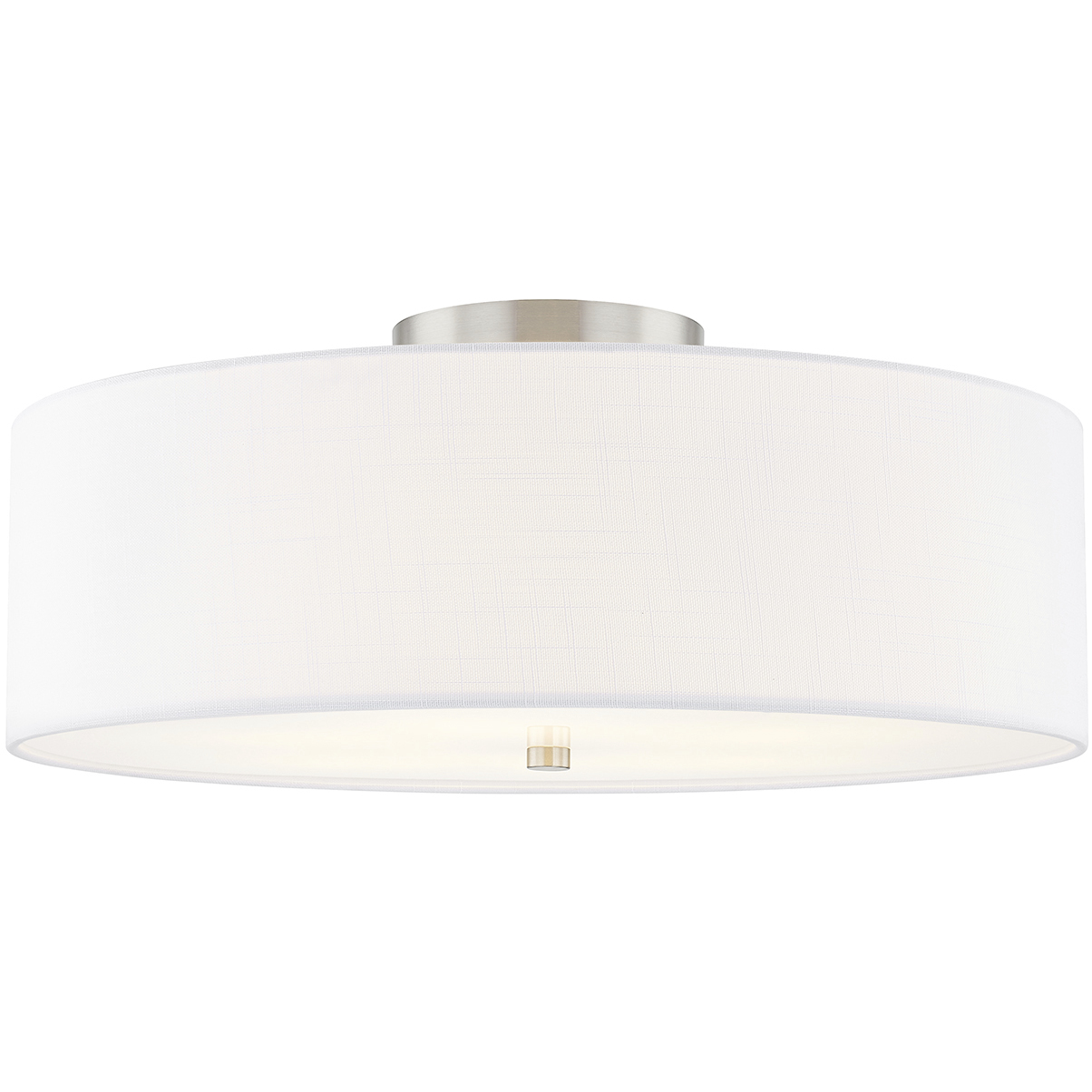 Textile Collection 5 Light 24 inch Brushed Nickel Semi Flush Ceiling Light in White, Classic Family