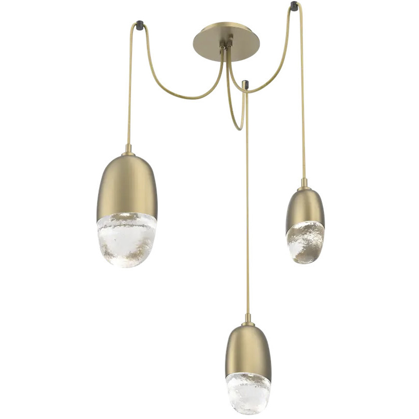 Pebble LED 14.3 inch Novel Brass Swag Multi-Pendant Ceiling Light in 2700K LED