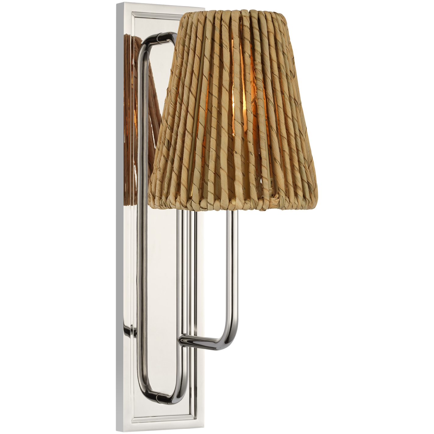 Amber Lewis Rui LED 5 inch Polished Nickel Sconce Wall Light in Natural Abaca