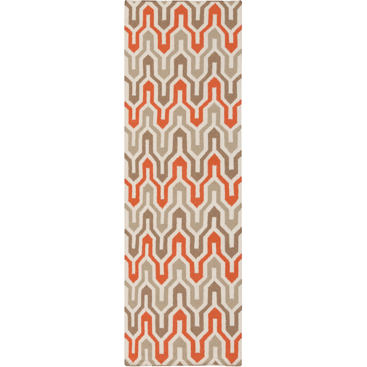 Fallon 96 X 30 inch Bright Orange, Taupe, Cream, Camel Rug