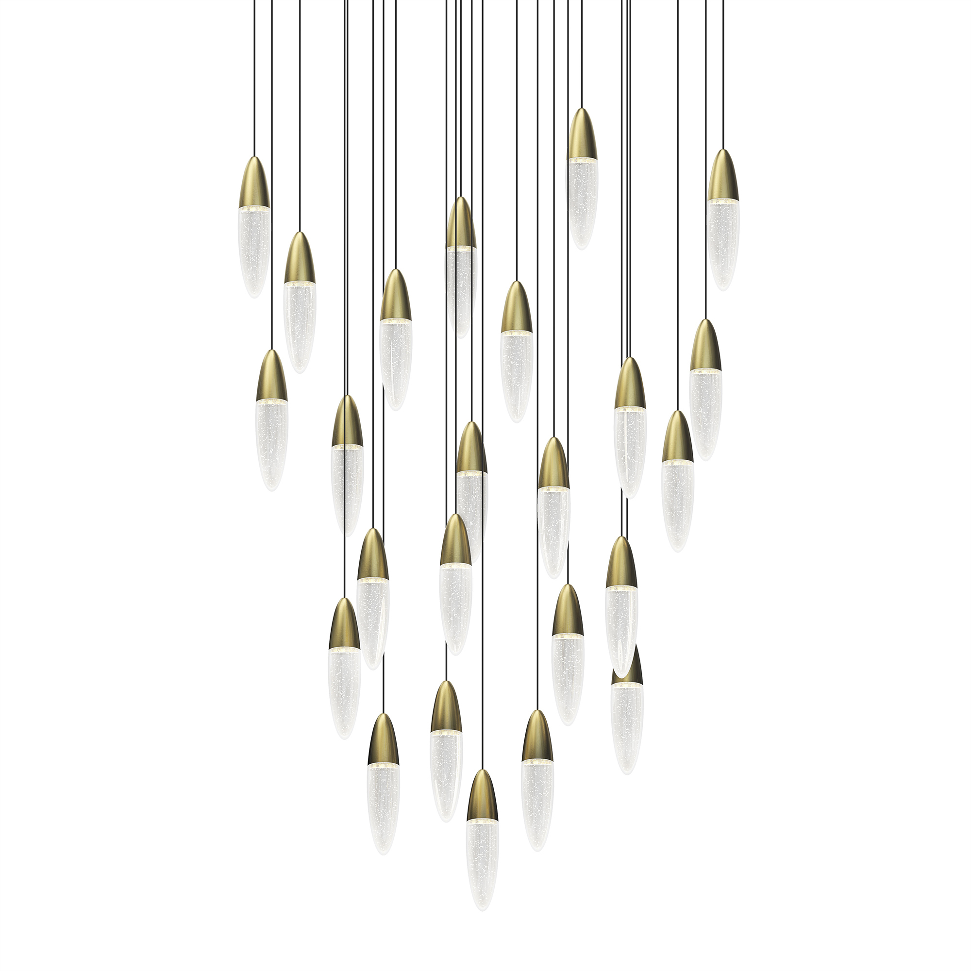 Sultana LED 37 inch Satin Brass and Clear Pendant Ceiling Light
