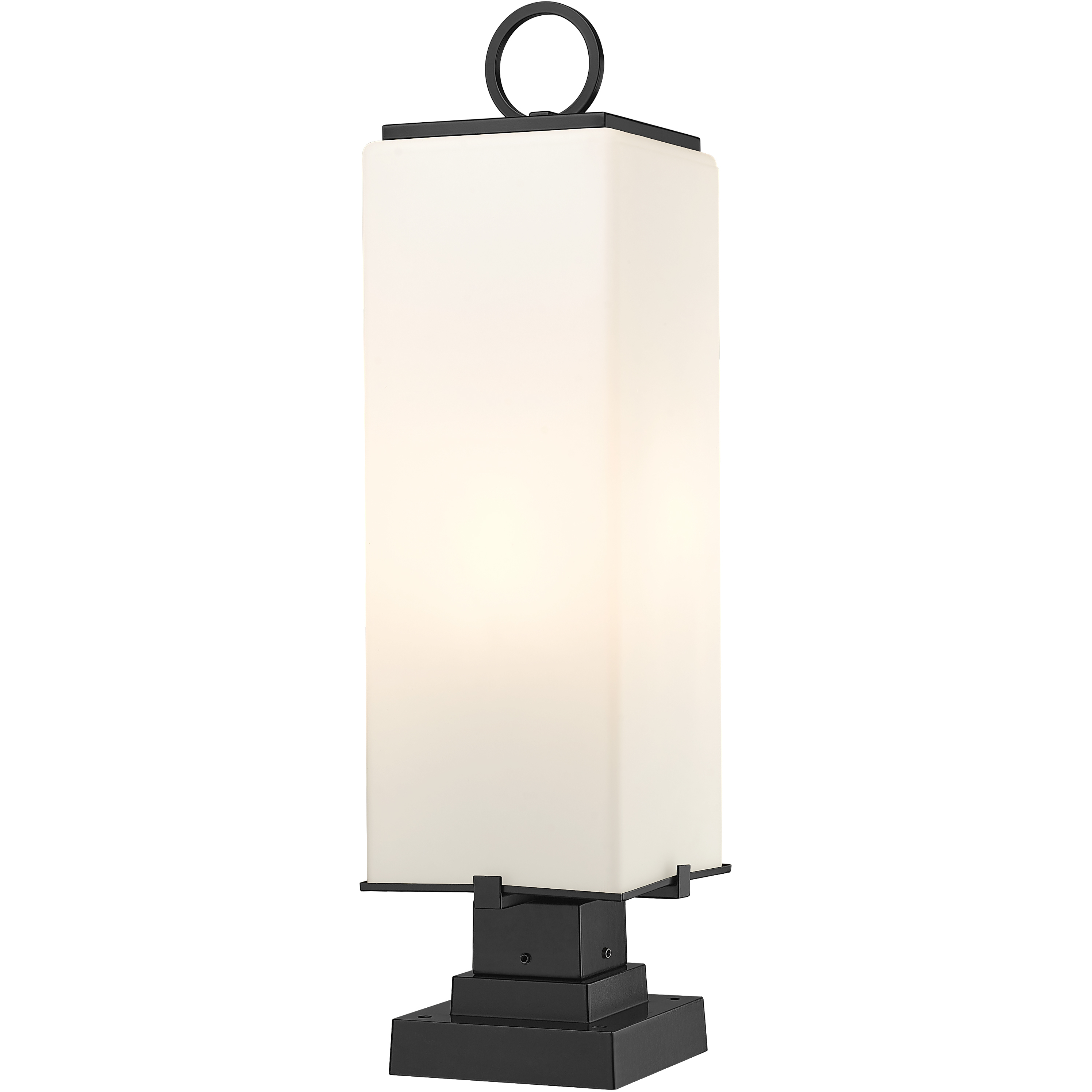 Sana 3 Light 28.25 inch Black Outdoor Pier Mounted Fixture in White Opal Glass