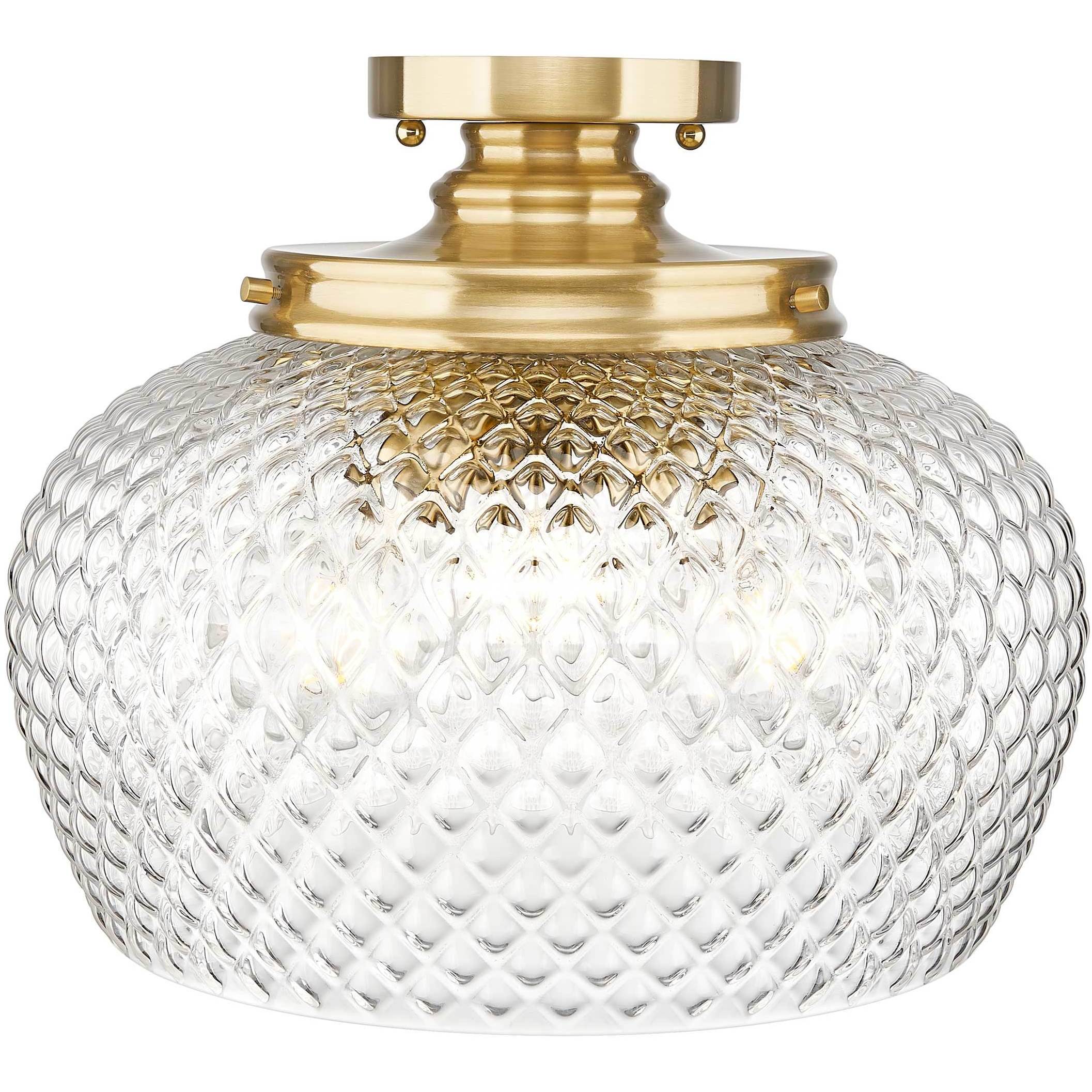 Adeline 3 Light 14 inch Modern Brushed Gold Semi-Flush Mount Ceiling Light
