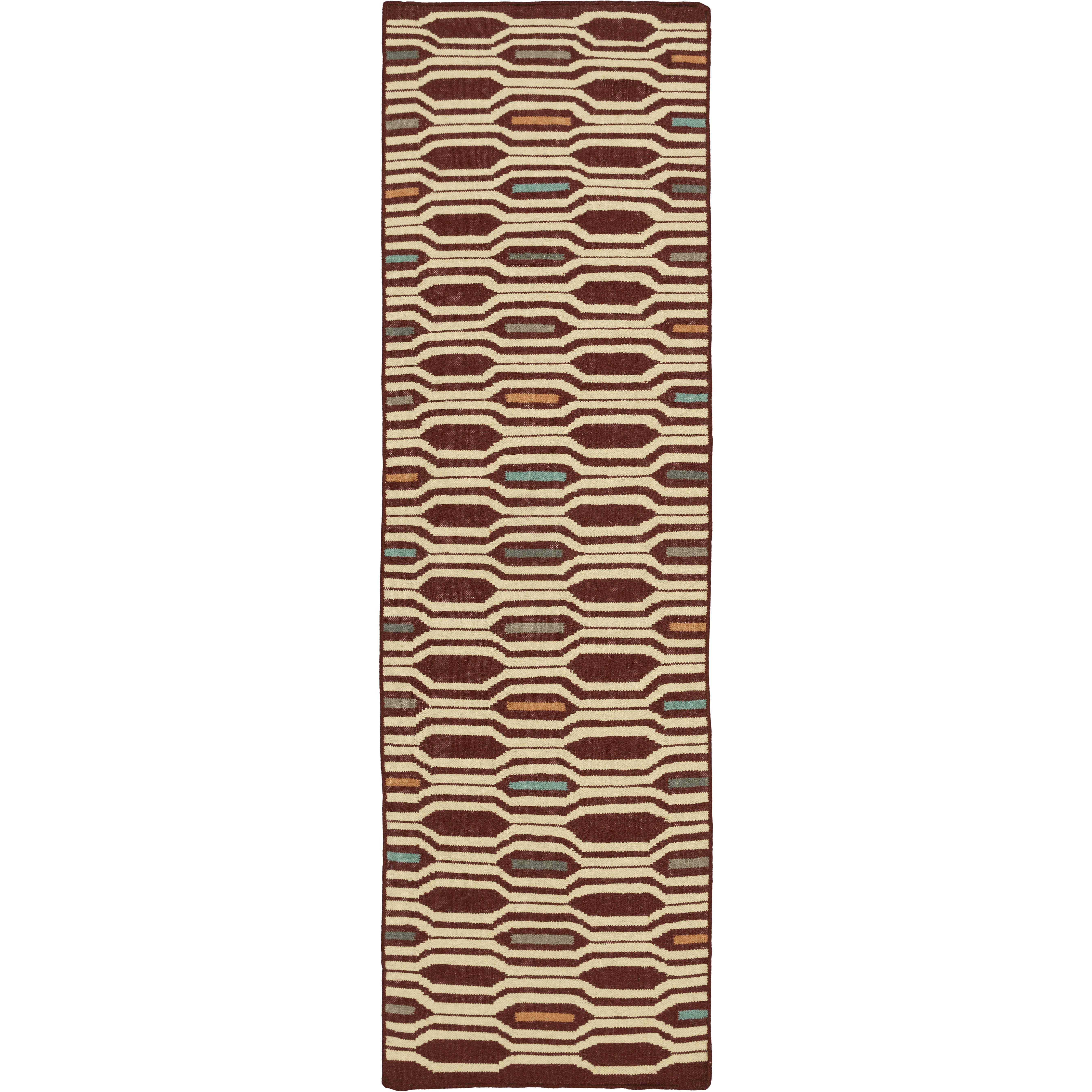 Frontier 96 X 30 inch Rust, Butter, Teal, Dark Green, Camel Rug