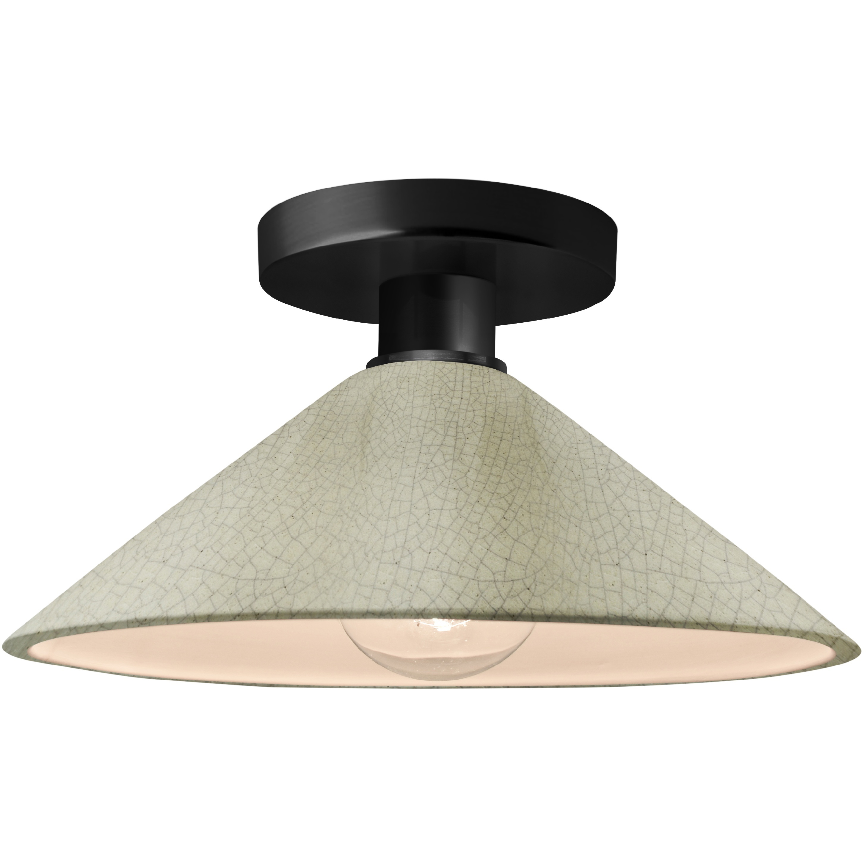 Radiance 1 Light 11.75 inch Celadon Green Crackle and Matte Black Semi Flush Ceiling Light