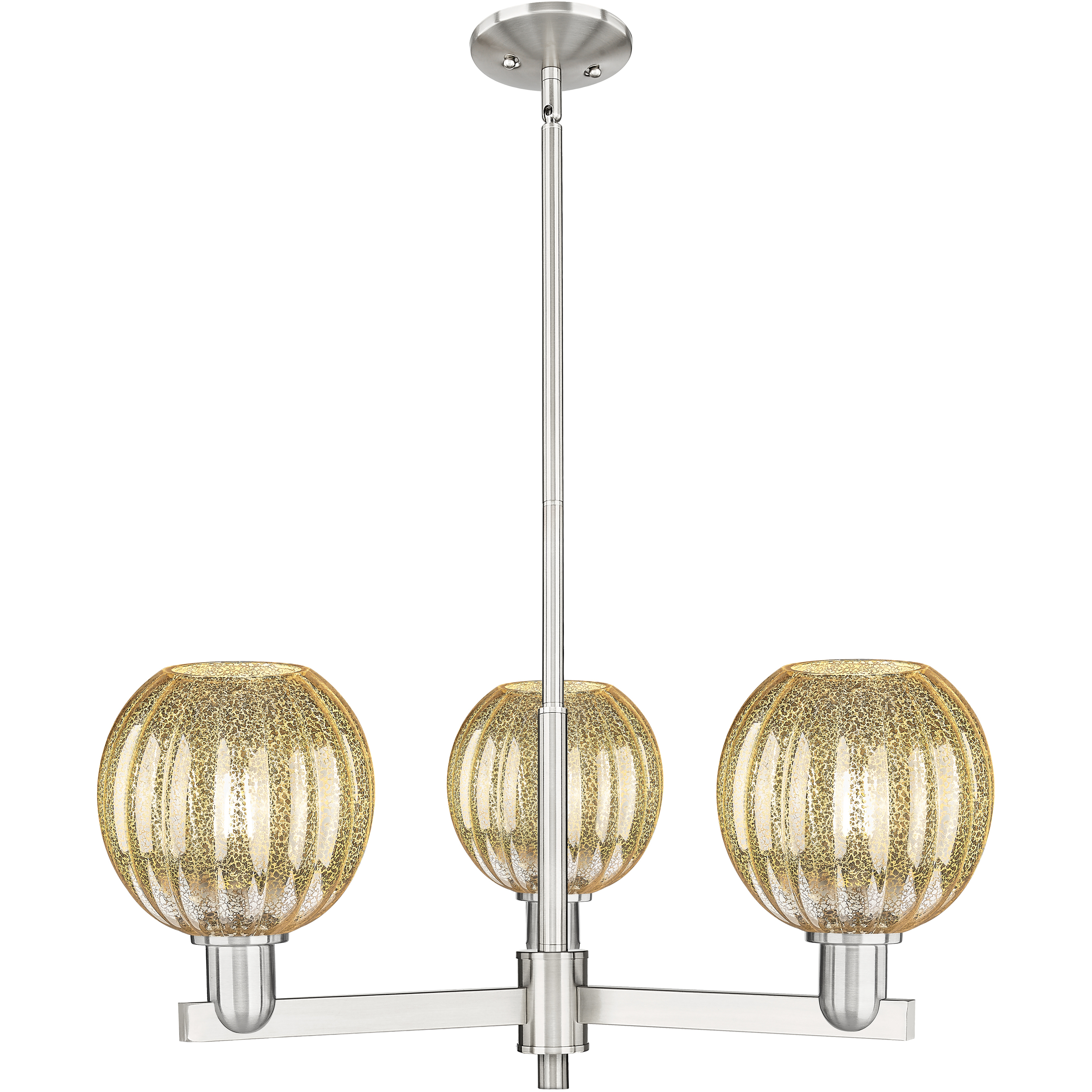 Preston 3 Light 17.63 inch Satin Nickel Chandelier Ceiling Light in Mercury Glass