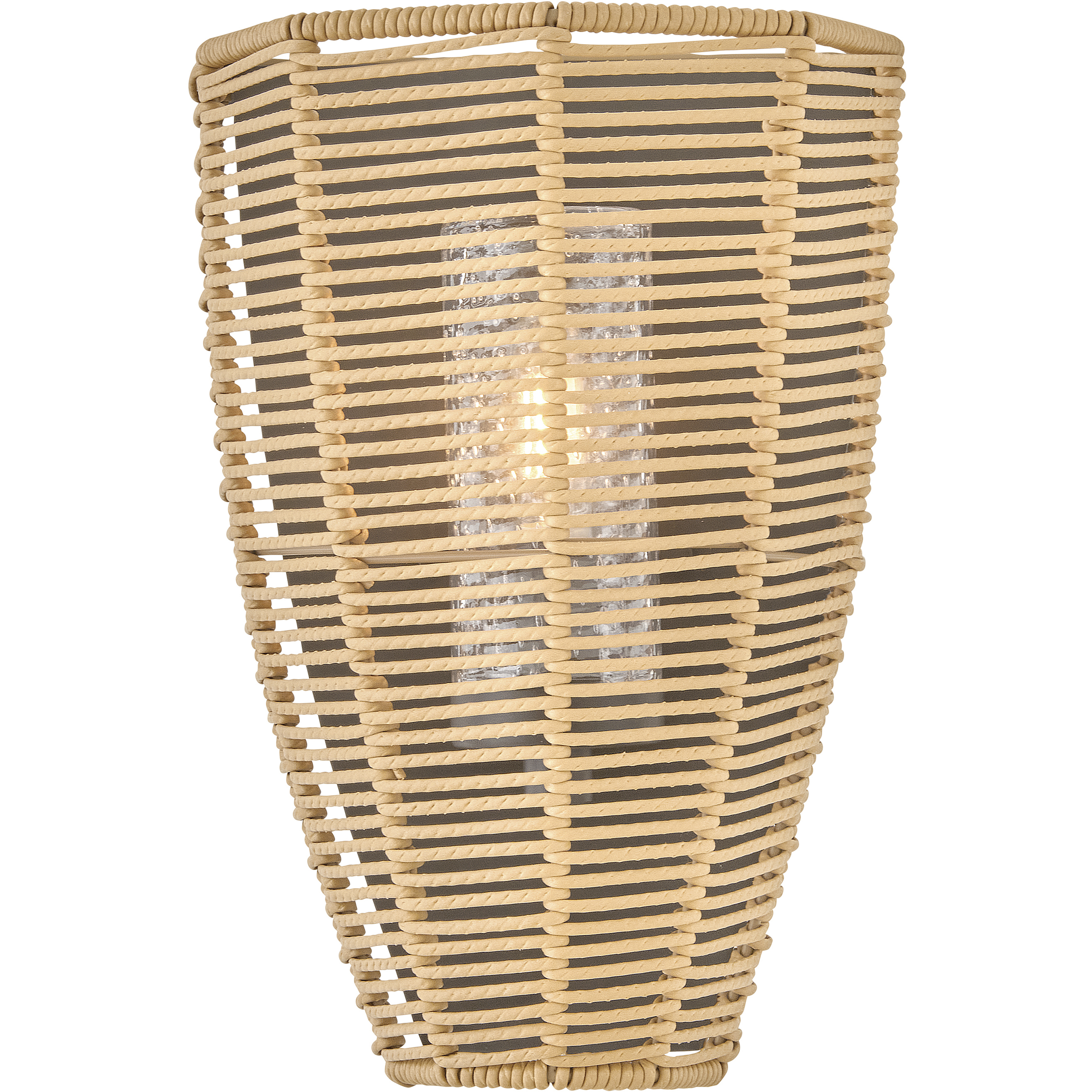 Open Air Luca 1 Light 12 inch Black / Camel Rattan Outdoor Wall Mount Lantern