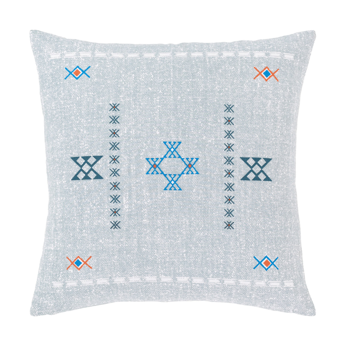 Cactus Silk 18 X 18 inch Denim/White/Teal/Bright Blue/Bright Orange Pillow Kit, Square