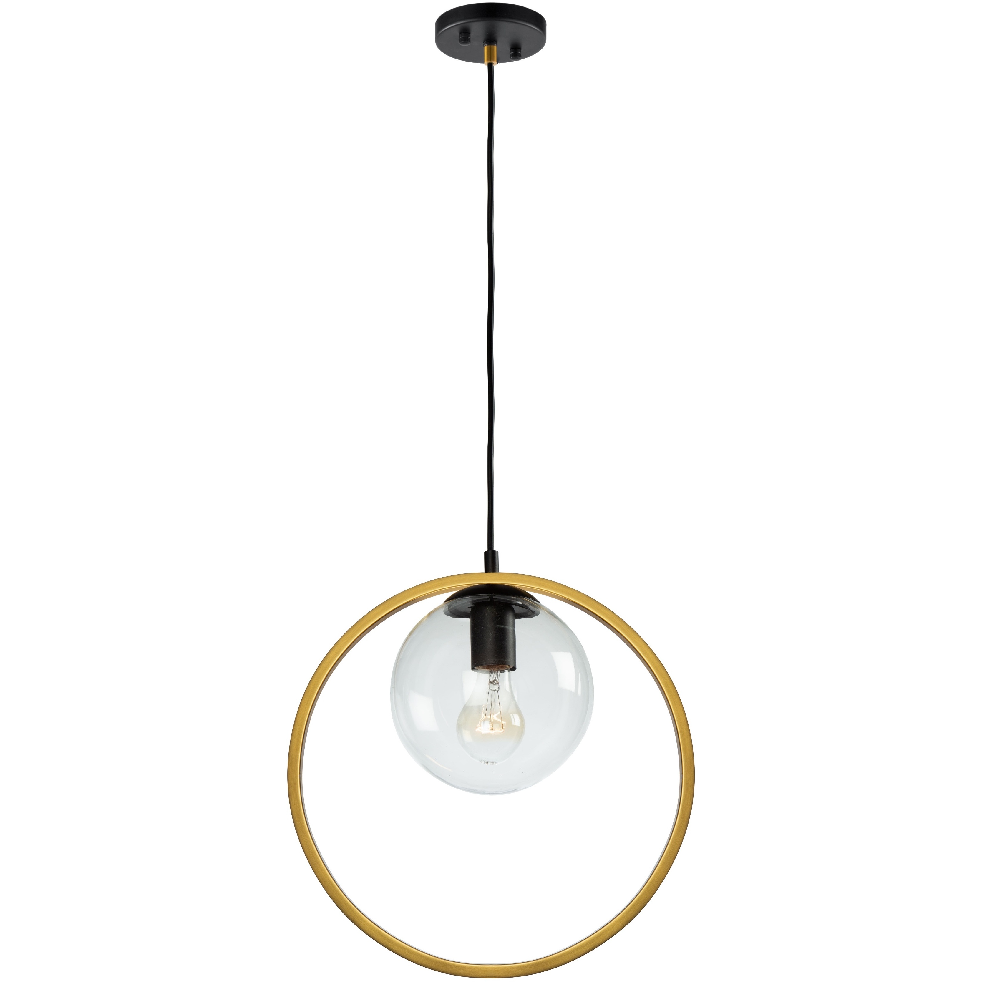 Lugano LED 14 inch Black and Vintage Brass Pendant Ceiling Light