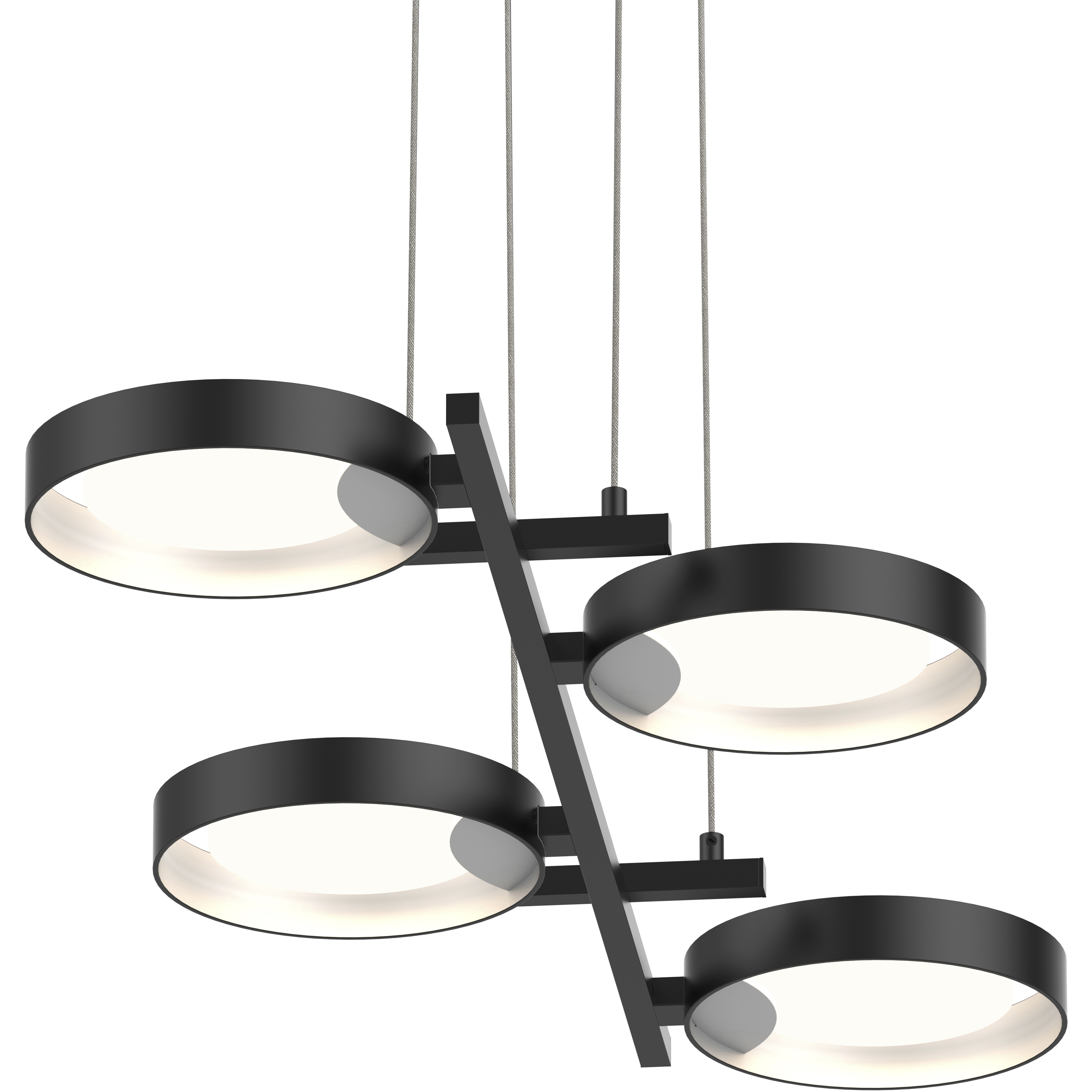 Light Guide Ring LED 37.5 inch Satin Black Pendant Ceiling Light in White Glass