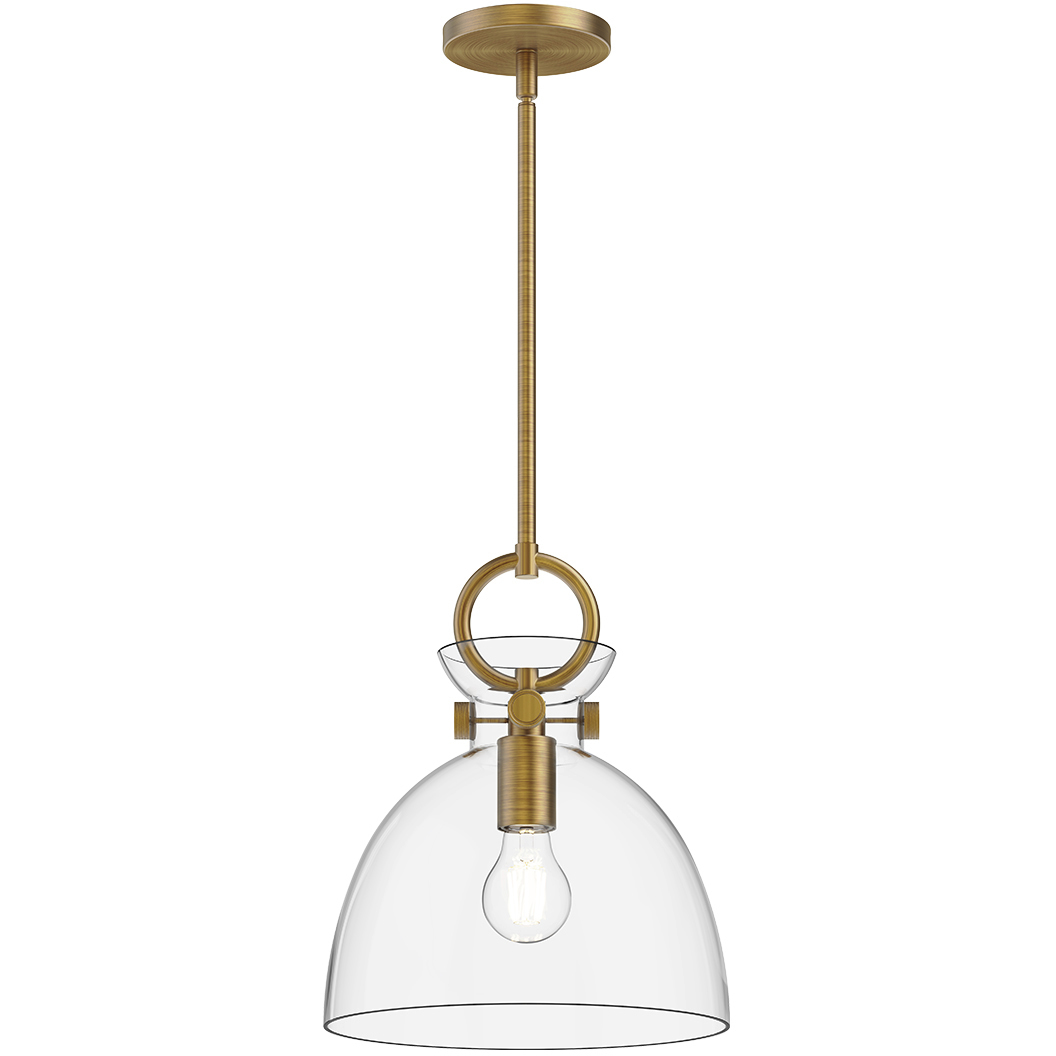 Alora Mood Waldo 1 Light 10.5 inch Aged Gold Pendant Ceiling Light in Clear Glass