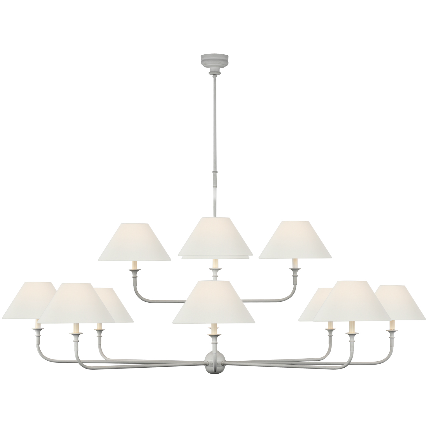 Thomas O'Brien Piaf LED 72 inch Plaster White Two Tier Chandelier Ceiling Light, Oversized