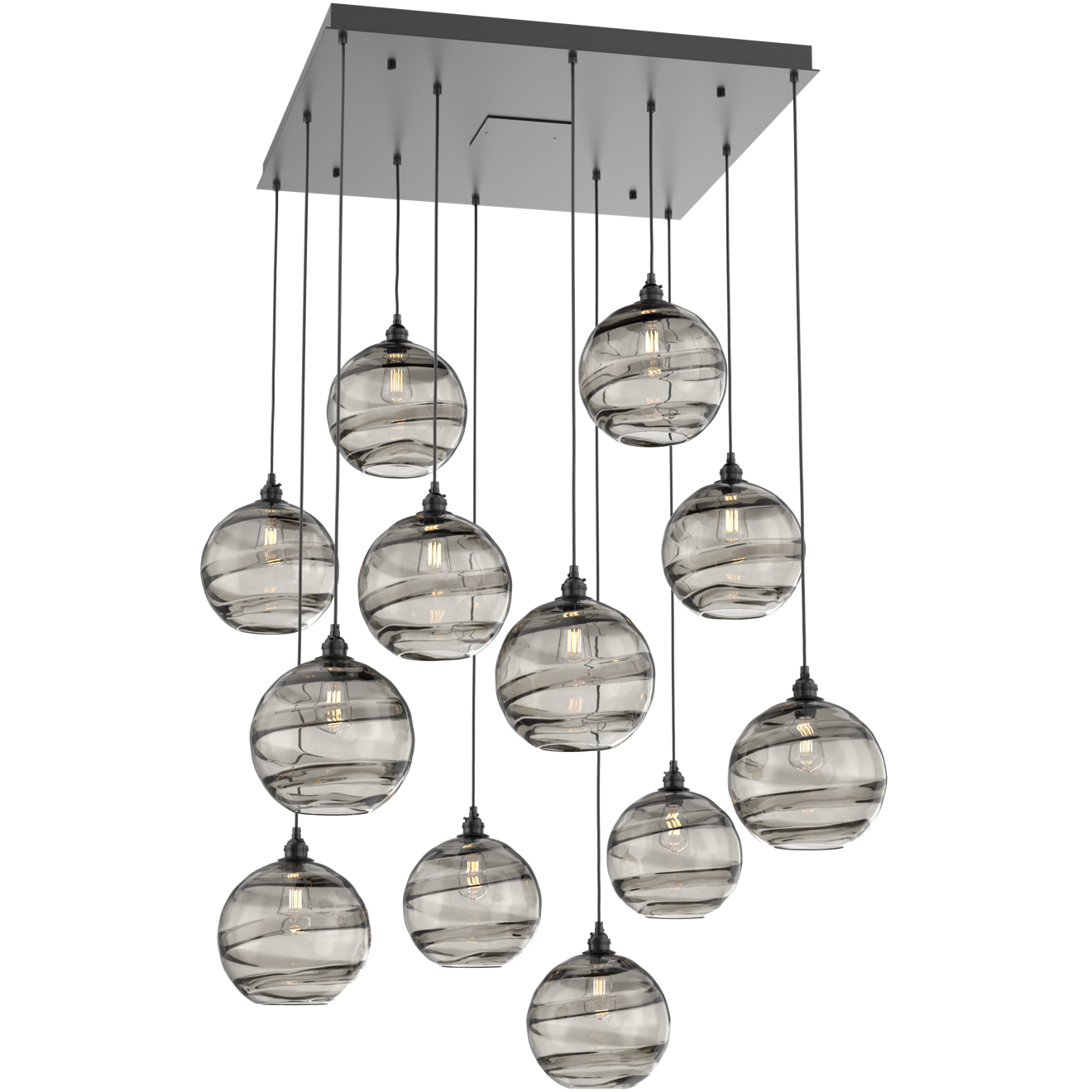 Terra 12 Light Matte Black Chandelier Ceiling Light, Square Multi-Port
