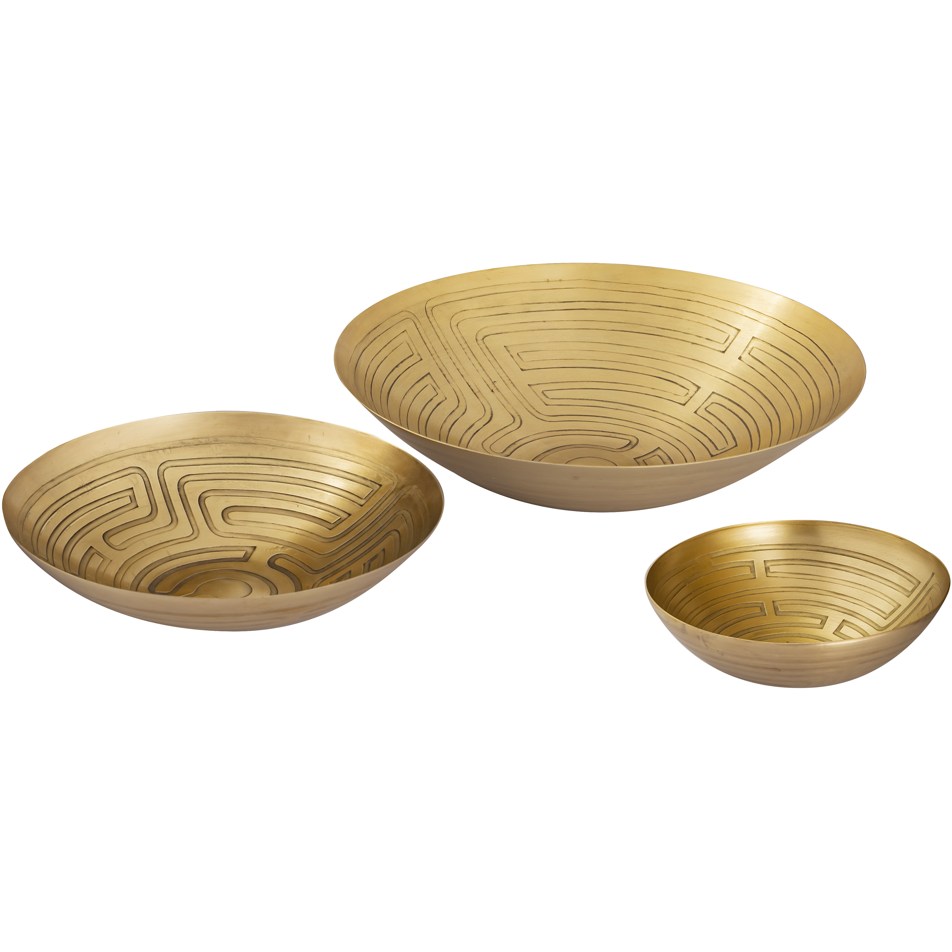 Maze 13 X 3.25 inch Bowl in Antique Brass, Set of 3