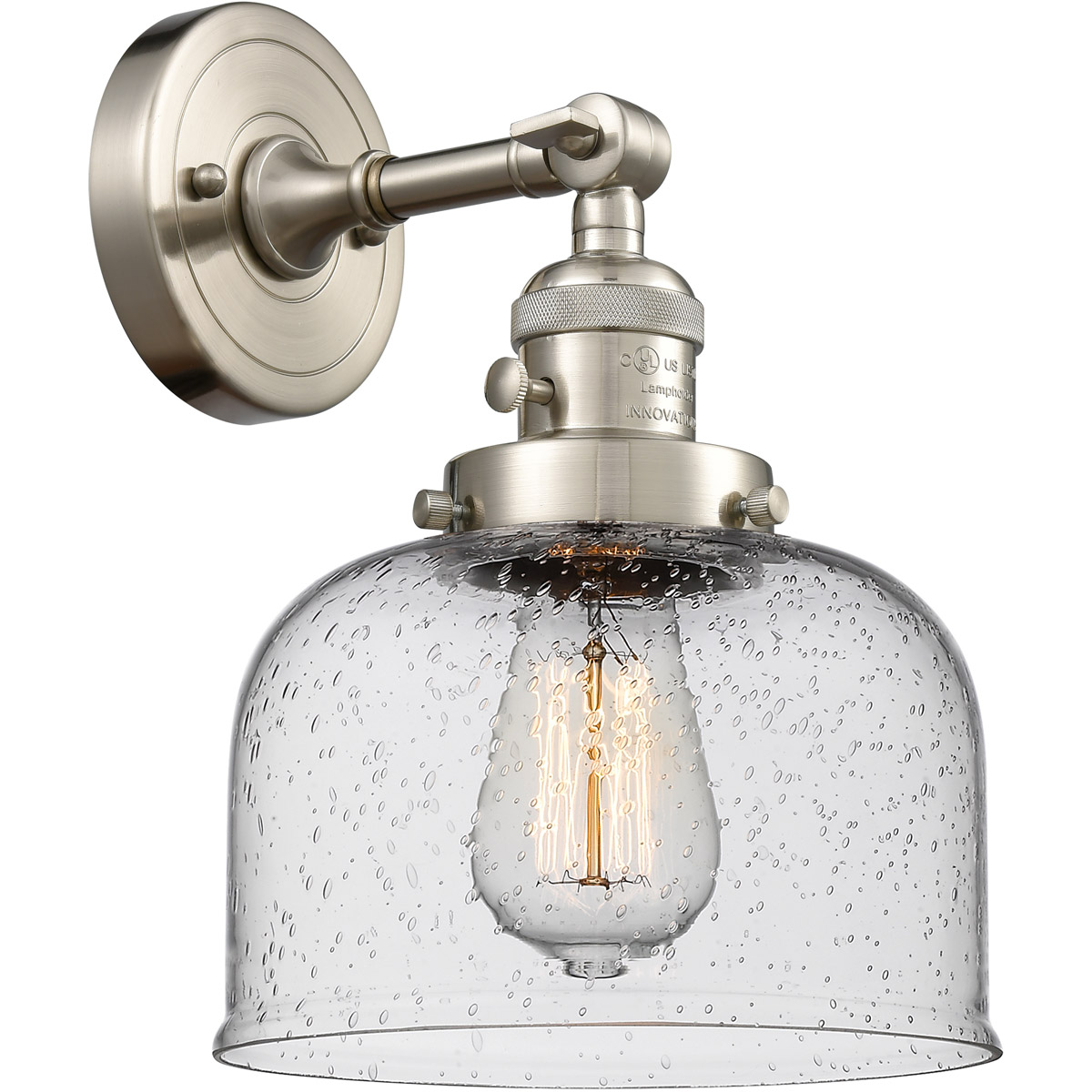 Franklin Restoration Large Bell LED 8 inch Brushed Satin Nickel Sconce Wall Light, Franklin Restoration