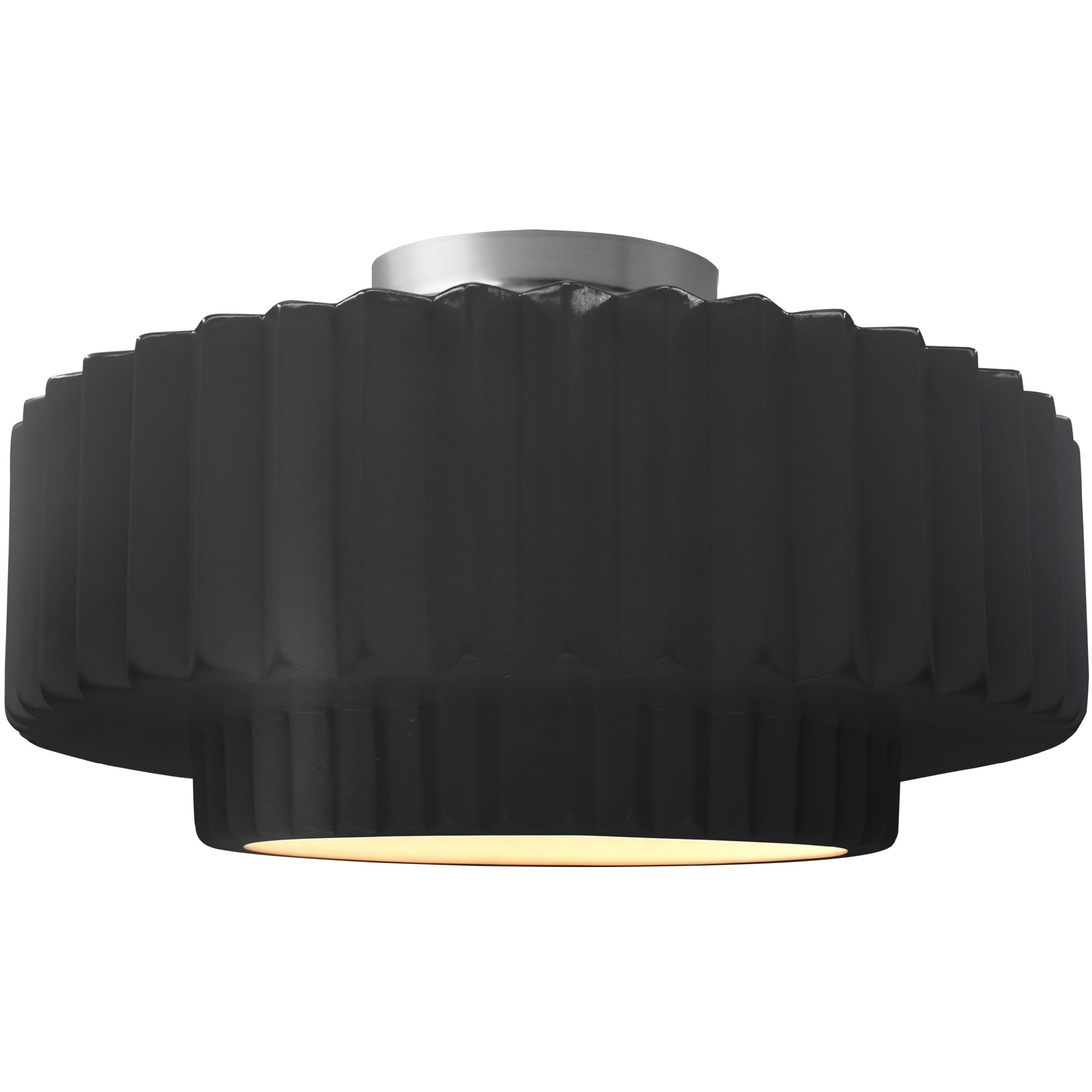 Radiance Collection - Pleated Tier LED 14.5 inch Carbon Matte Black and Brushed Nickel Semi-Flush Ceiling Light in Dedicated LED, 14.5W x 7.25H, Form+Finish+Function