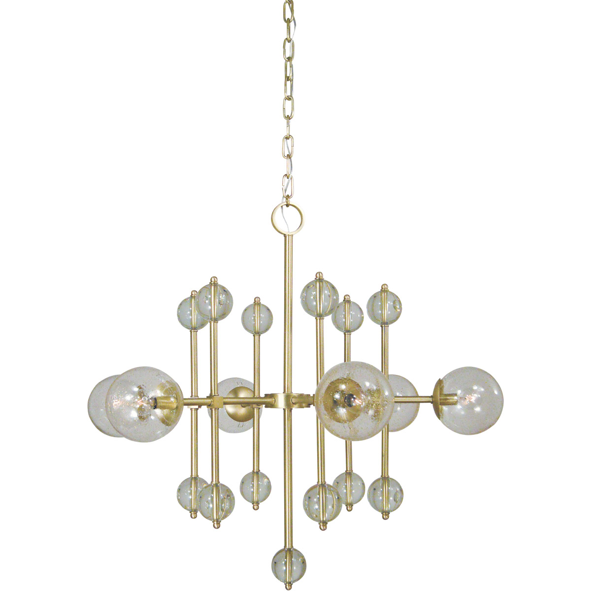 Solaris 6 Light 38 inch Satin Brass Chandelier Ceiling Light