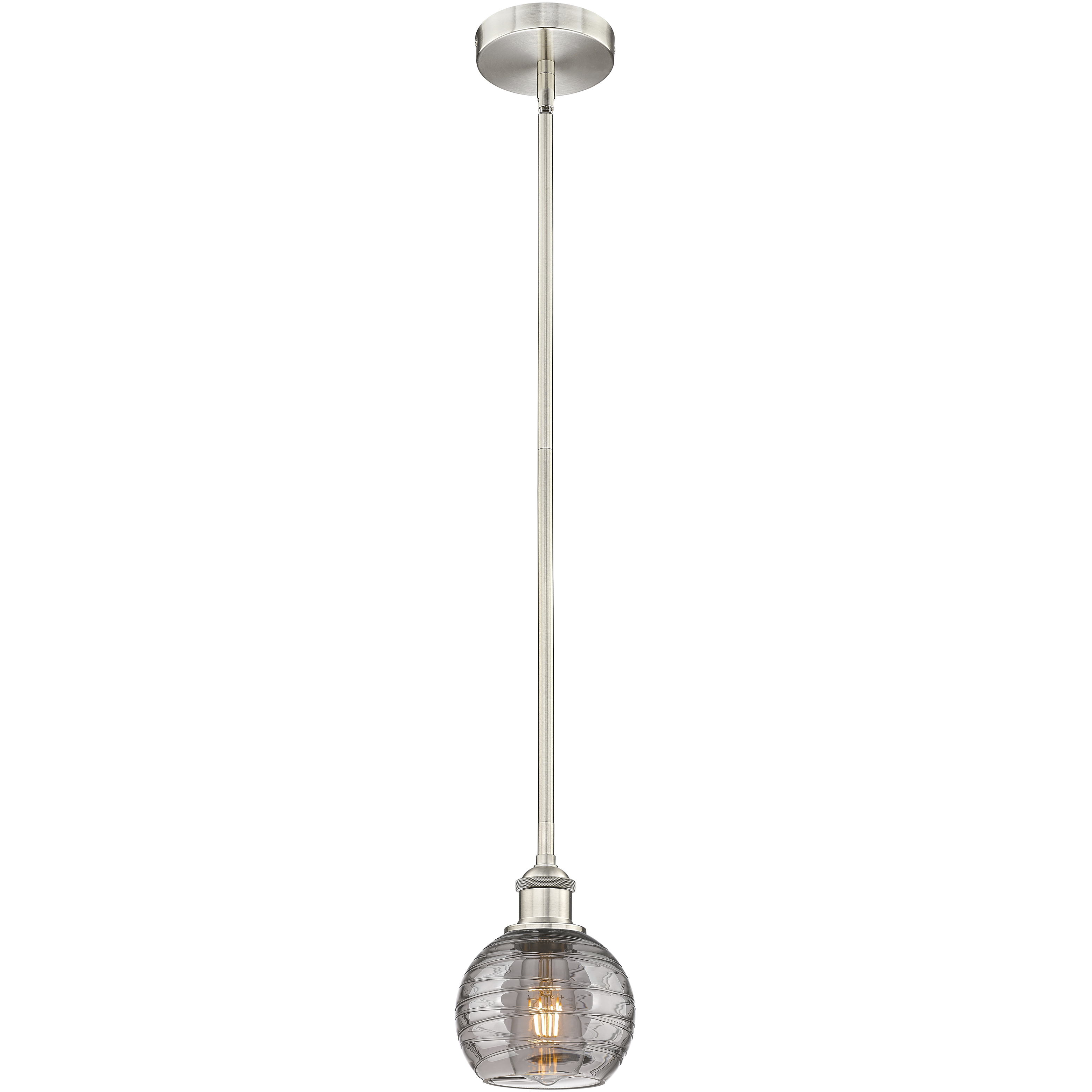 Edison Athens Deco Swirl 1 Light 5.88 inch Brushed Satin Nickel Stem Hung Mini Pendant Ceiling Light