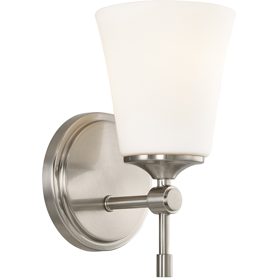 Fusion Collection - Tulsi Family 1 Light 5.25 inch Brushed Nickel and Opal Wall Sconce Wall Light, EVOLV