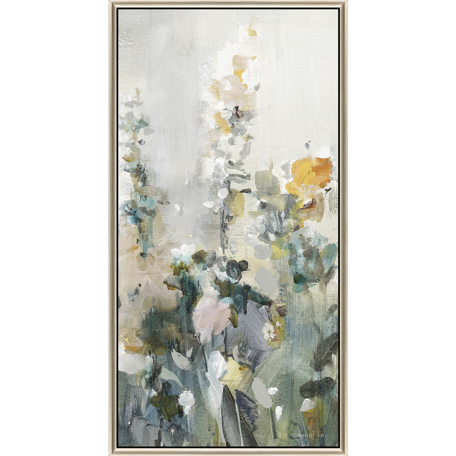 Rustic Garden Blue and Green and Orange and White Canvas