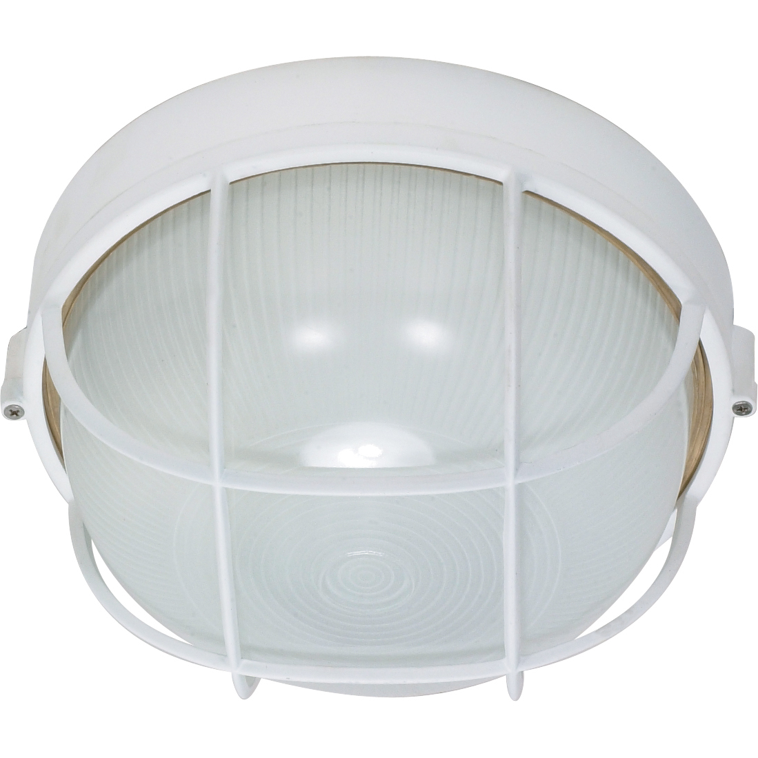 Brentwood 1 Light 8 inch Semi Gloss White Outdoor Bulk Head, Round Cage