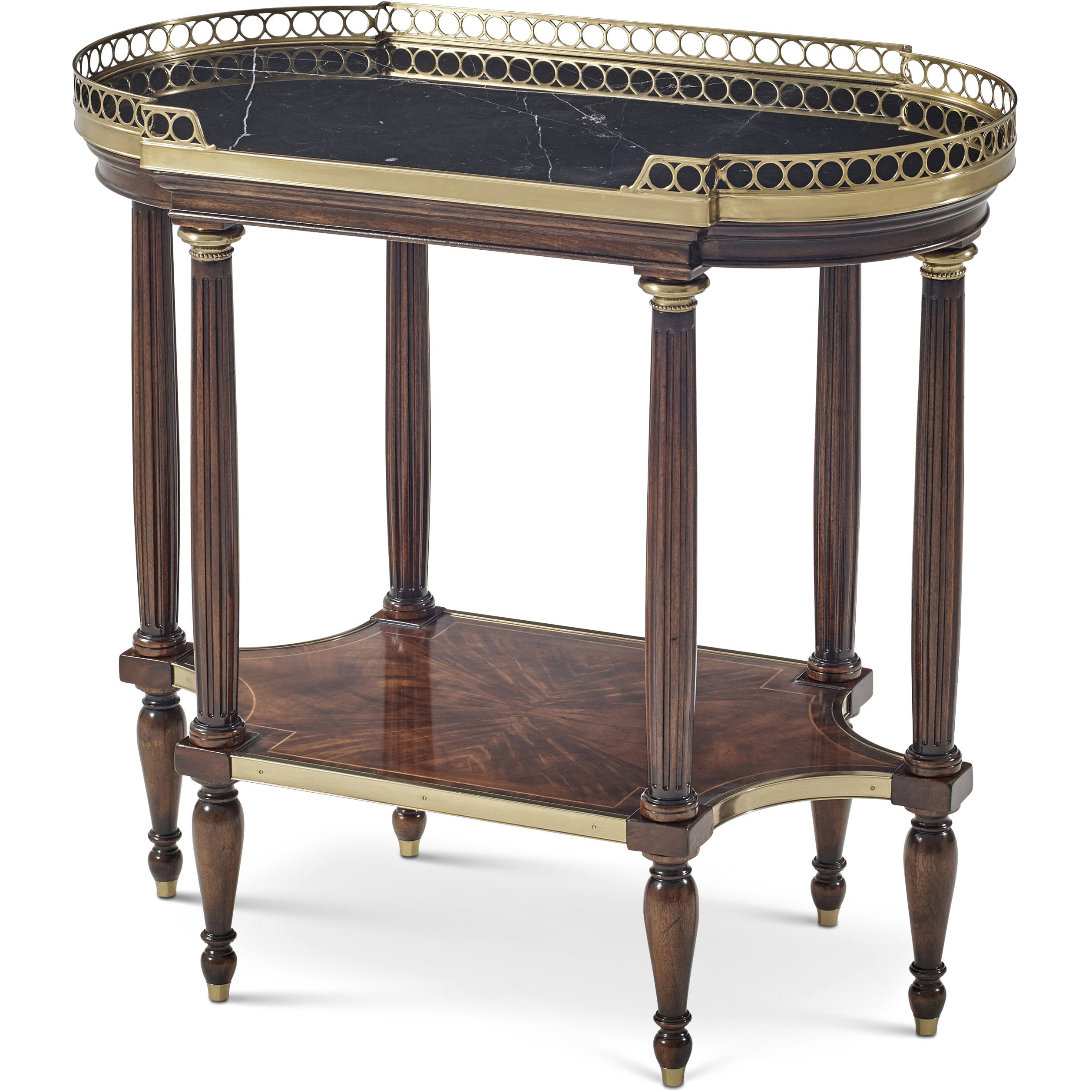 Parfait 30 X 29 inch Okoume Choco Accent Table, Wooden, Marble, TA Originals
