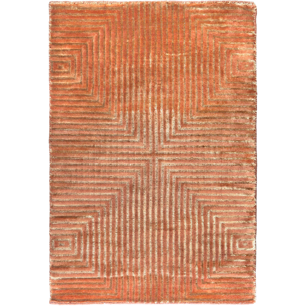 Luminous 36 X 24 inch Burnt Orange, Camel Rug