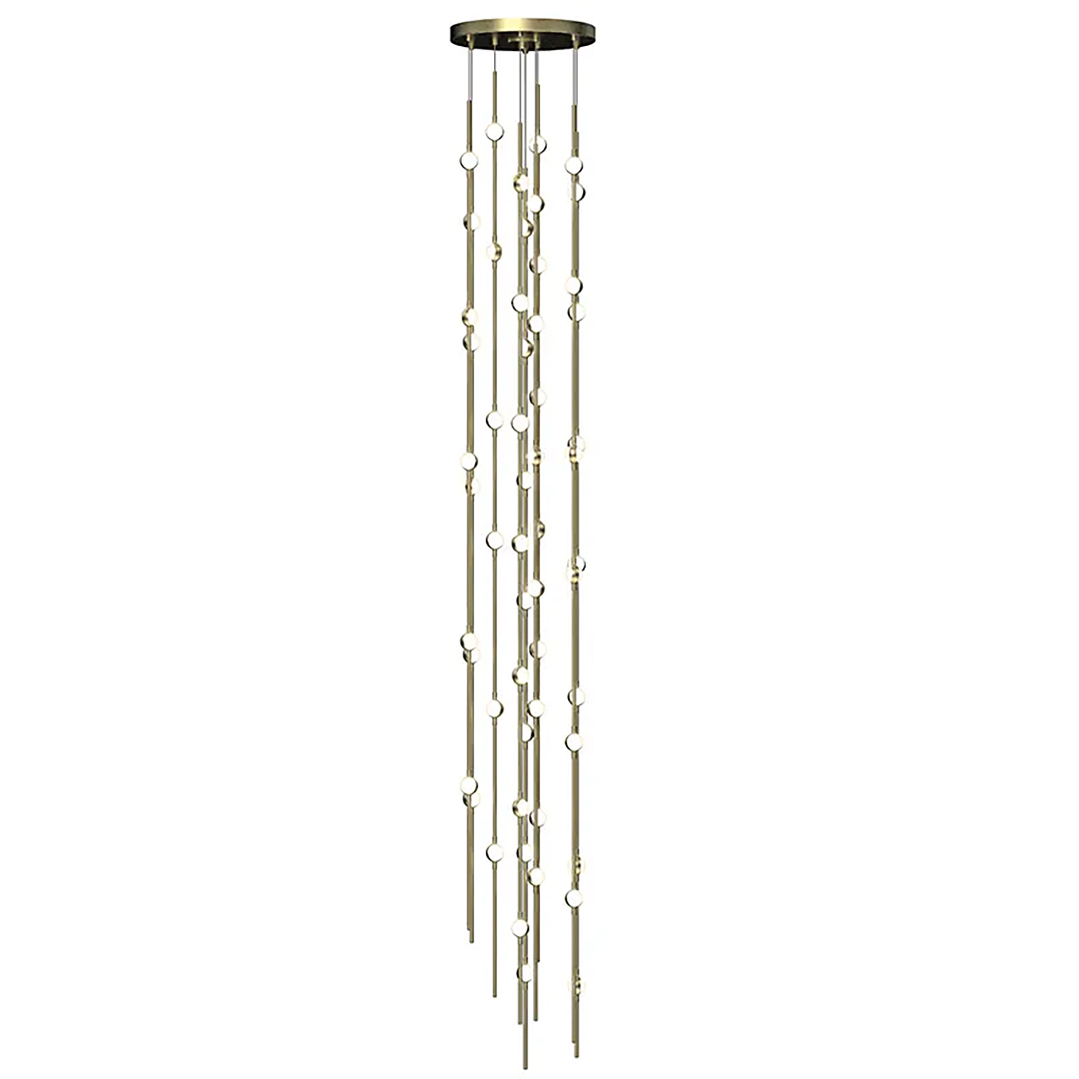 Constellation Andromeda LED 12 inch Satin Brass Chandelier Ceiling Light in Tall, 3000K, White Optical Acrylic, 10 FT. Cord
